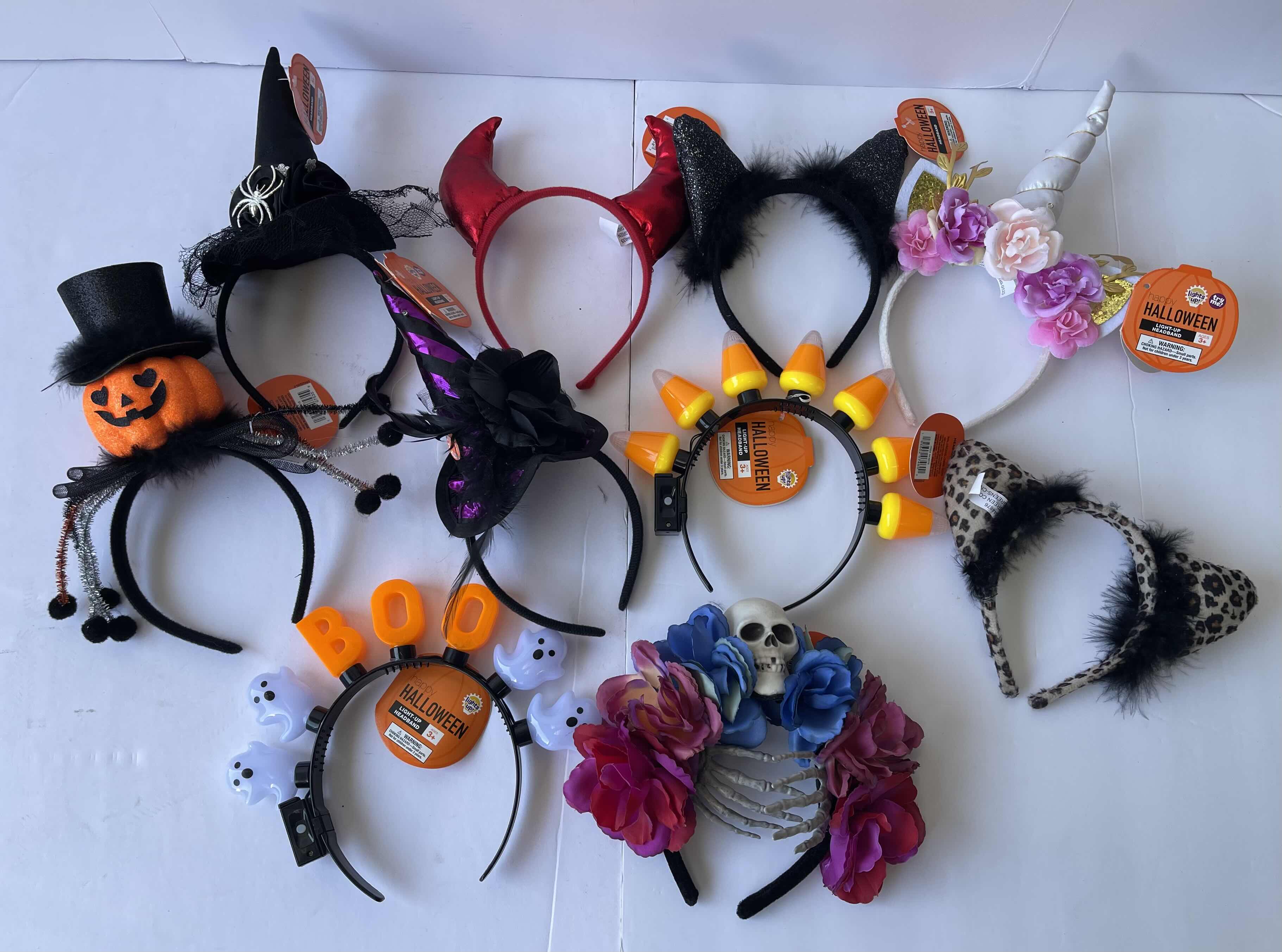 Photo 1 of HALLOWEEN LIGHT-UP AND NON LIGHT-UP HEADBAND ASSORTMENT (10)