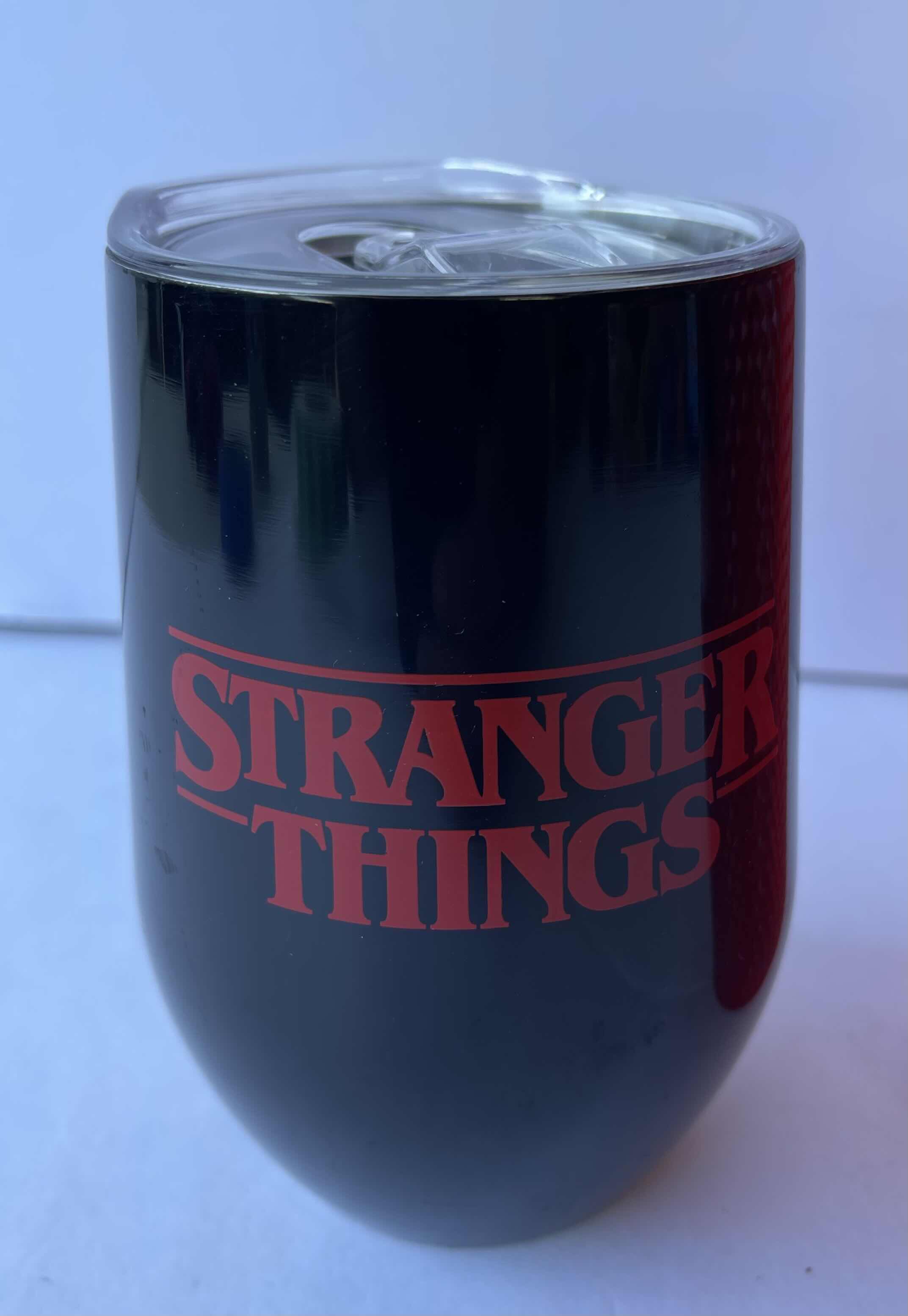 Photo 2 of STRANGER THINGS TUMBLERS (2) 20 OZ. TEXTURED & 13.5 OZ. BLACK METAL WITH MINI MIKE PLUSH H7.5”