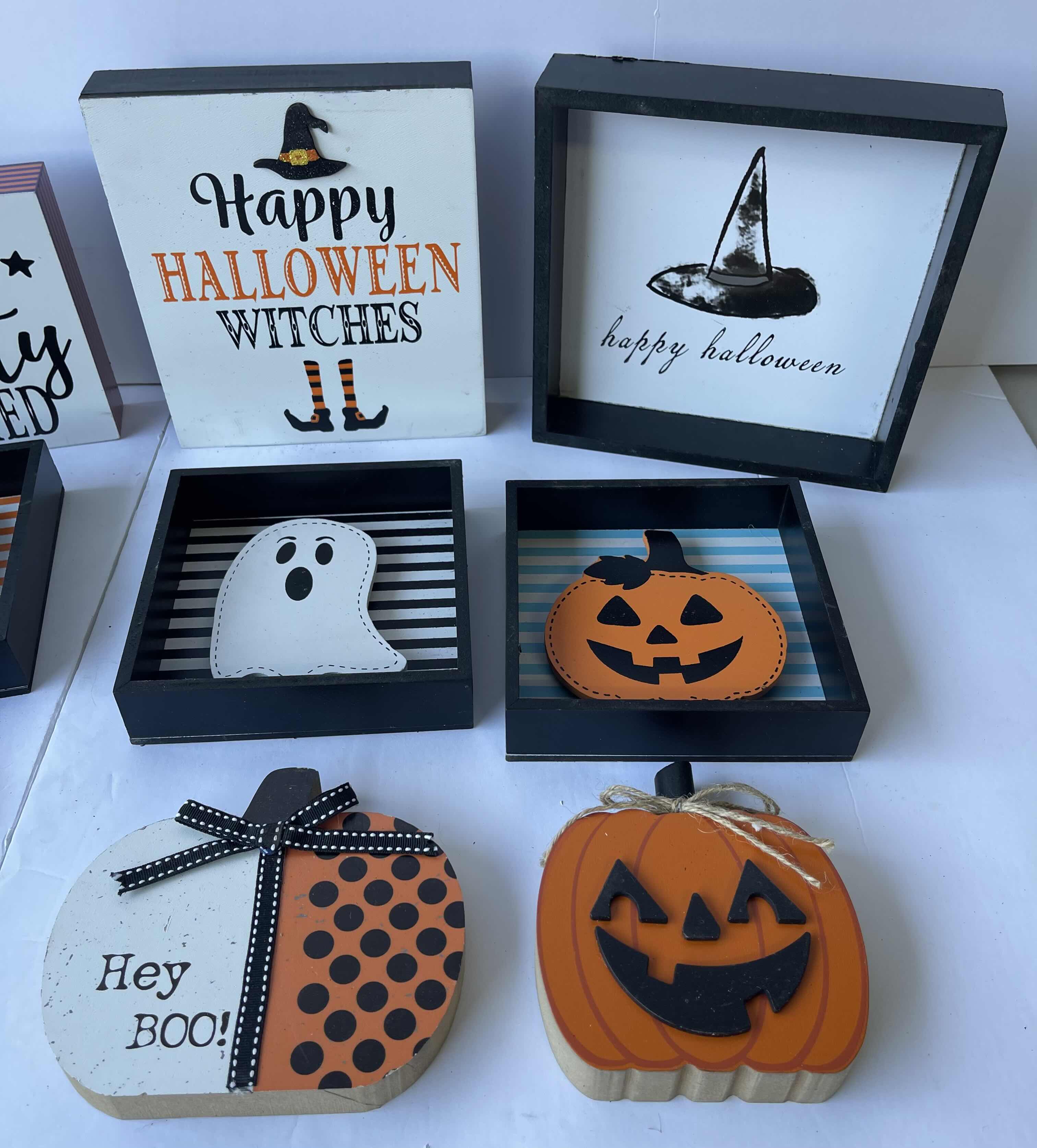 Photo 3 of HALLOWEEN TABLE TOP WOODEN DECOR ASSORTMENT (12 PIECES) TALLEST H8”