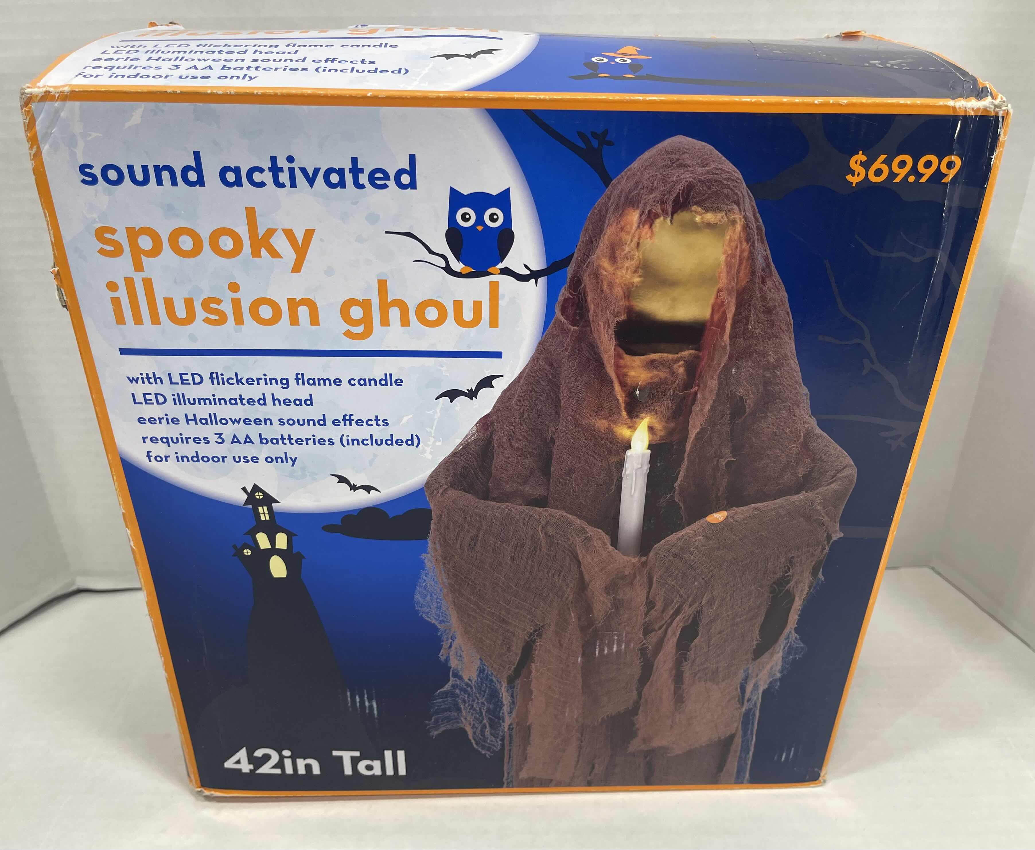 Photo 1 of SPOOKY ILLUSION GHOUL H42” SOUND ACTIVATED WITH LED FLICKERING FLAME CANDLE MSRP $70