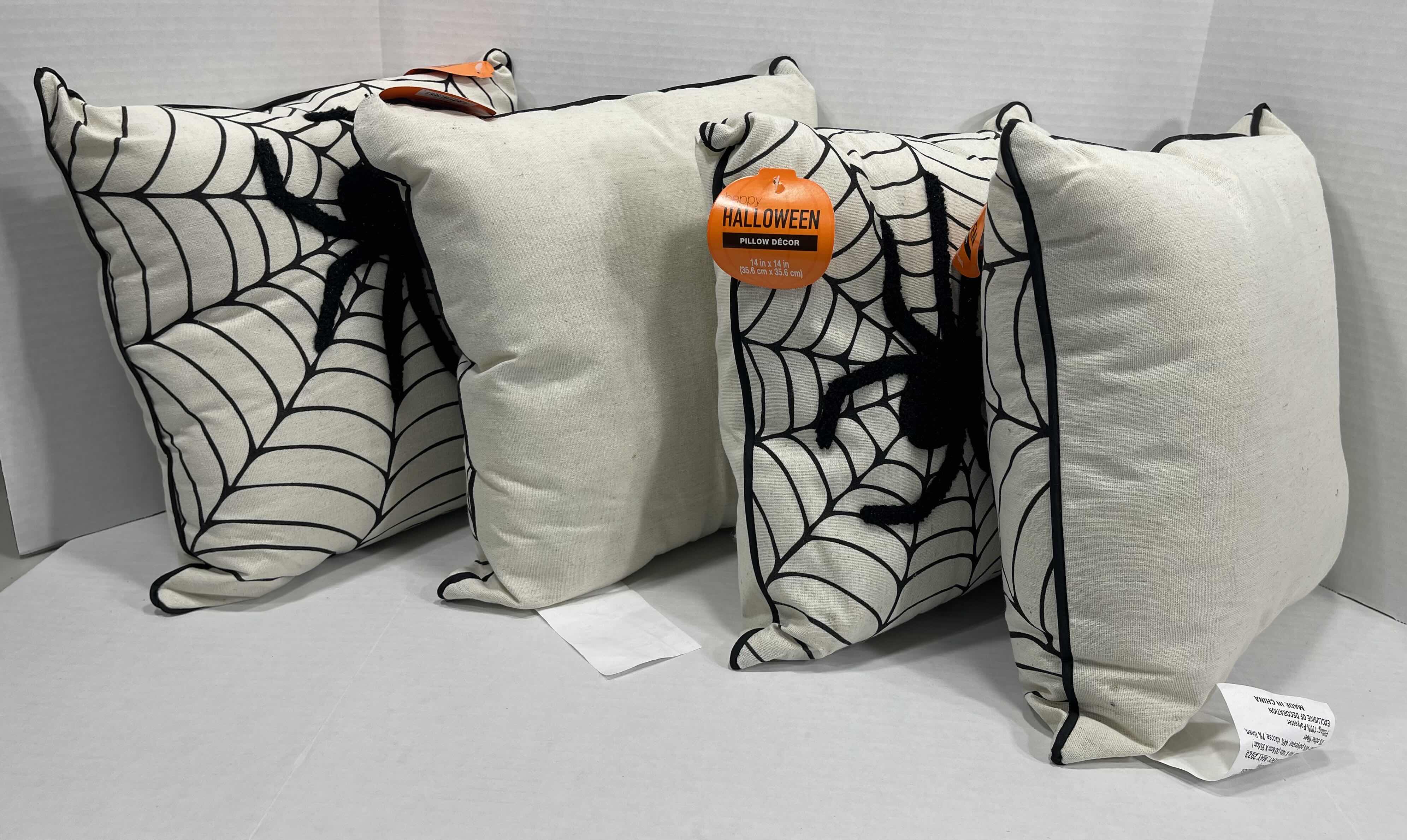 Photo 4 of HOME DECOR HALLOWEEN SPIDER THROW PILLOWS 12” (SET OF 4) NWT MSRP $70