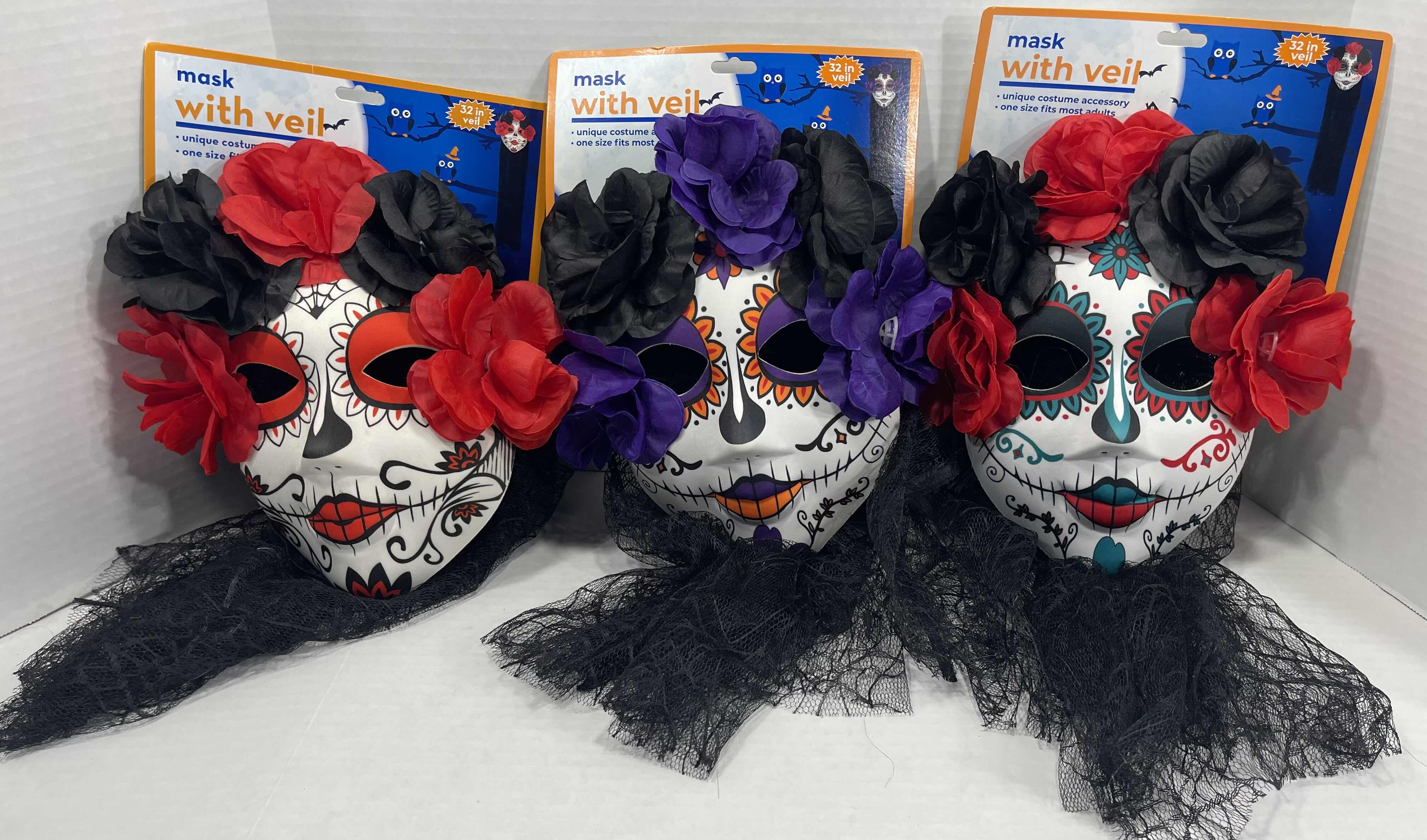 Photo 1 of HALLOWEEN FLOWER MASK WITH 32” VEIL (3) MSRP $60