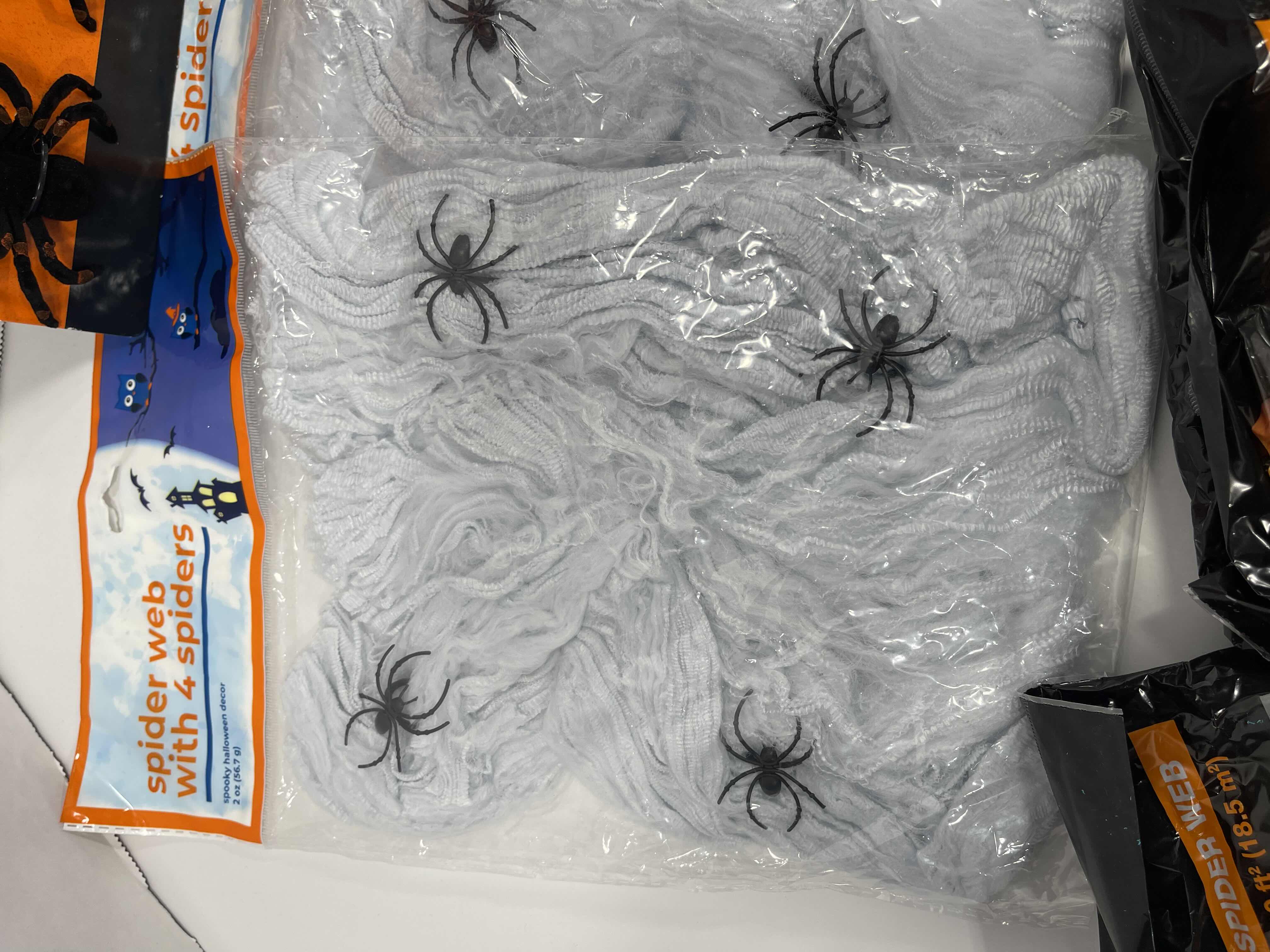 Photo 3 of SPIDER WEB LOT (10 BAGS) & FLOCKED SPIDERS (12 COUNT)