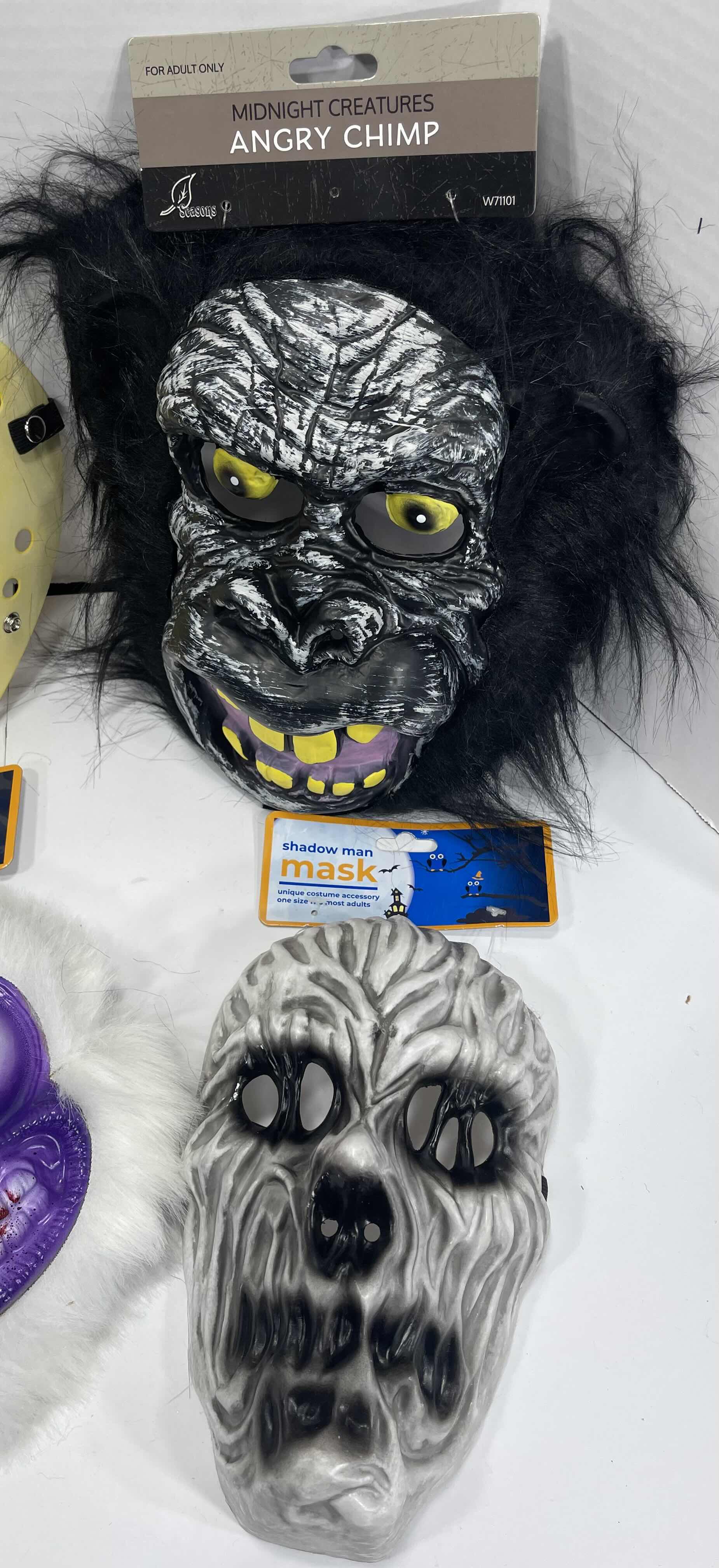 Photo 4 of ADULT ONE SIZE FITS MOST HALLOWEEN PLASTIC MASKS (6) TALLEST MEASURES 11” MSRP $60