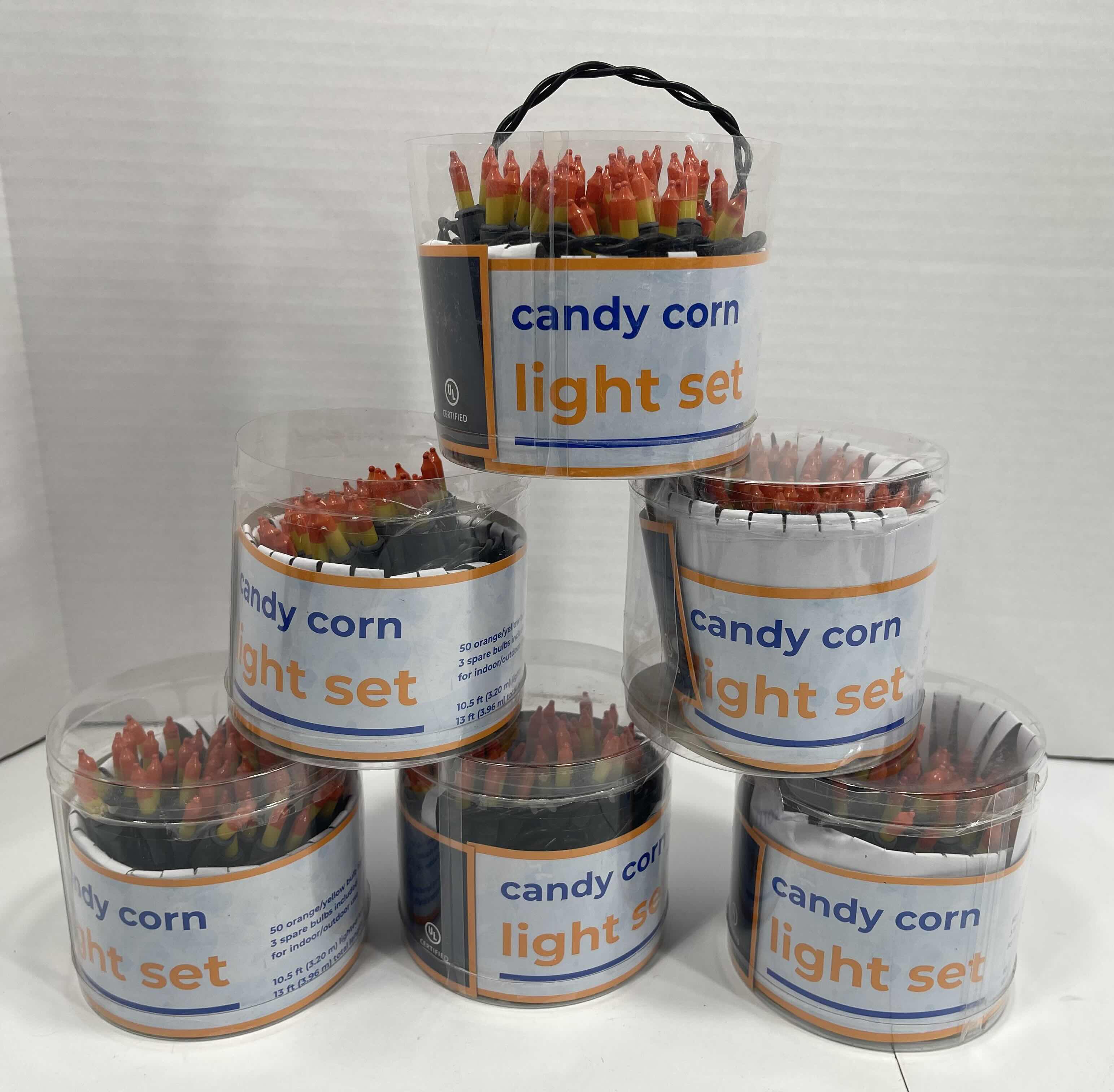 Photo 1 of CANDY CORN INDOOR/OUTDOOR LIGHT SET (6) - EACH STRAND 50 LIGHTS 10.5’ LIGHTED LENGTH NEW MSRP $60