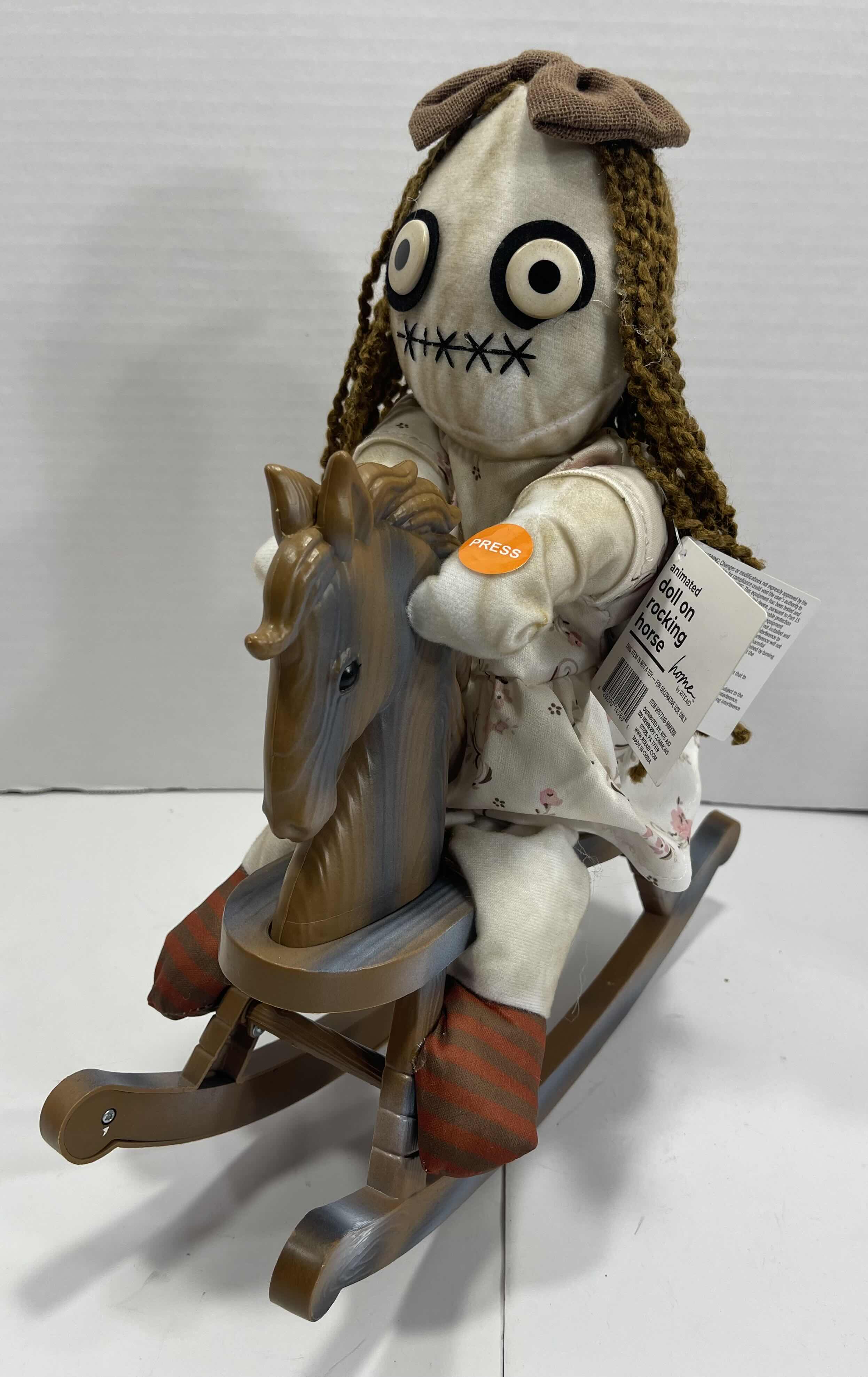 Photo 1 of ANIMATED DOLL ON ROCKING HORSE 14” LONG HAIR - SOUND ACTIVATED LED ILLUMINATION NET MSRP $40