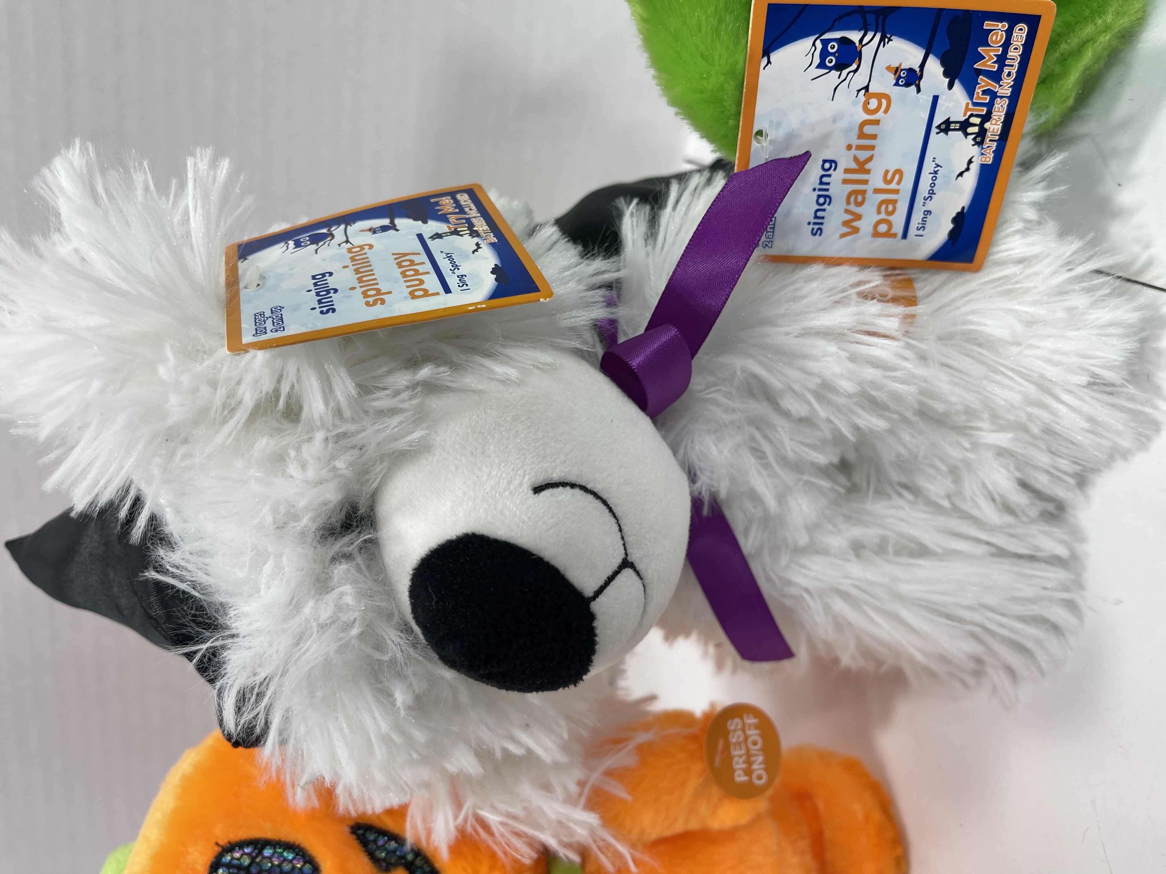 Photo 3 of HOME BRAND HALLOWEEN ANIMATED SINGING WALKING PALS 8.5” (2) & SINGING SPINNING PUPPY 9” MSRP $45