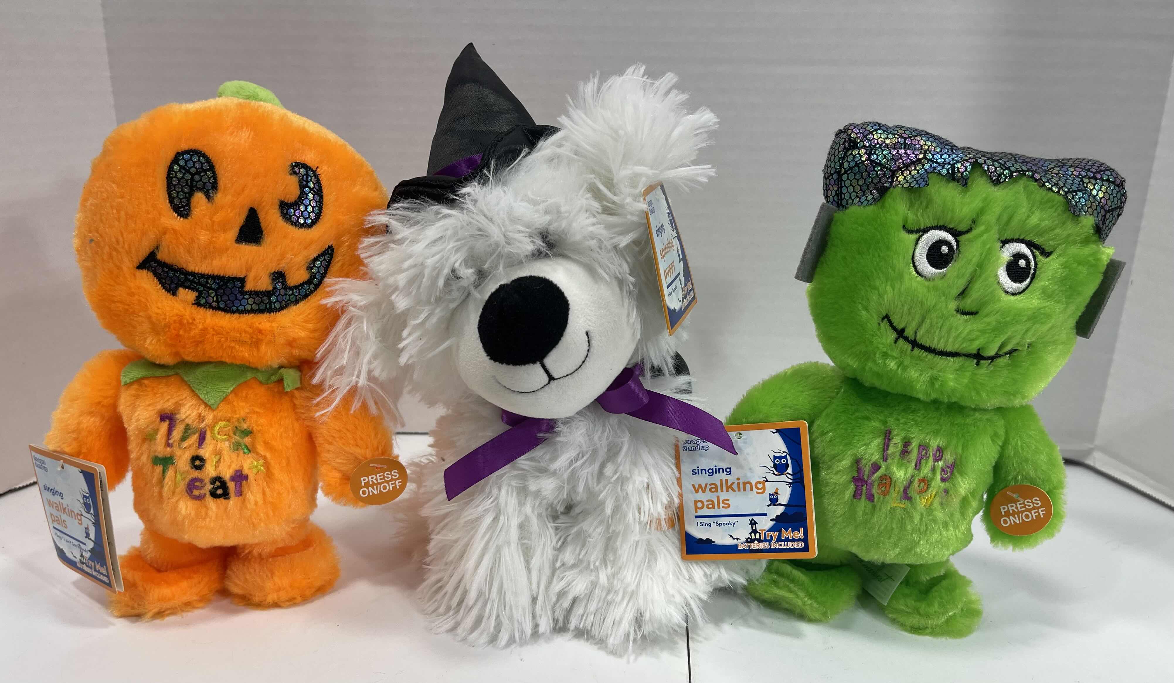 Photo 1 of HOME BRAND HALLOWEEN ANIMATED SINGING WALKING PALS 8.5” (2) & SINGING SPINNING PUPPY 9” MSRP $45