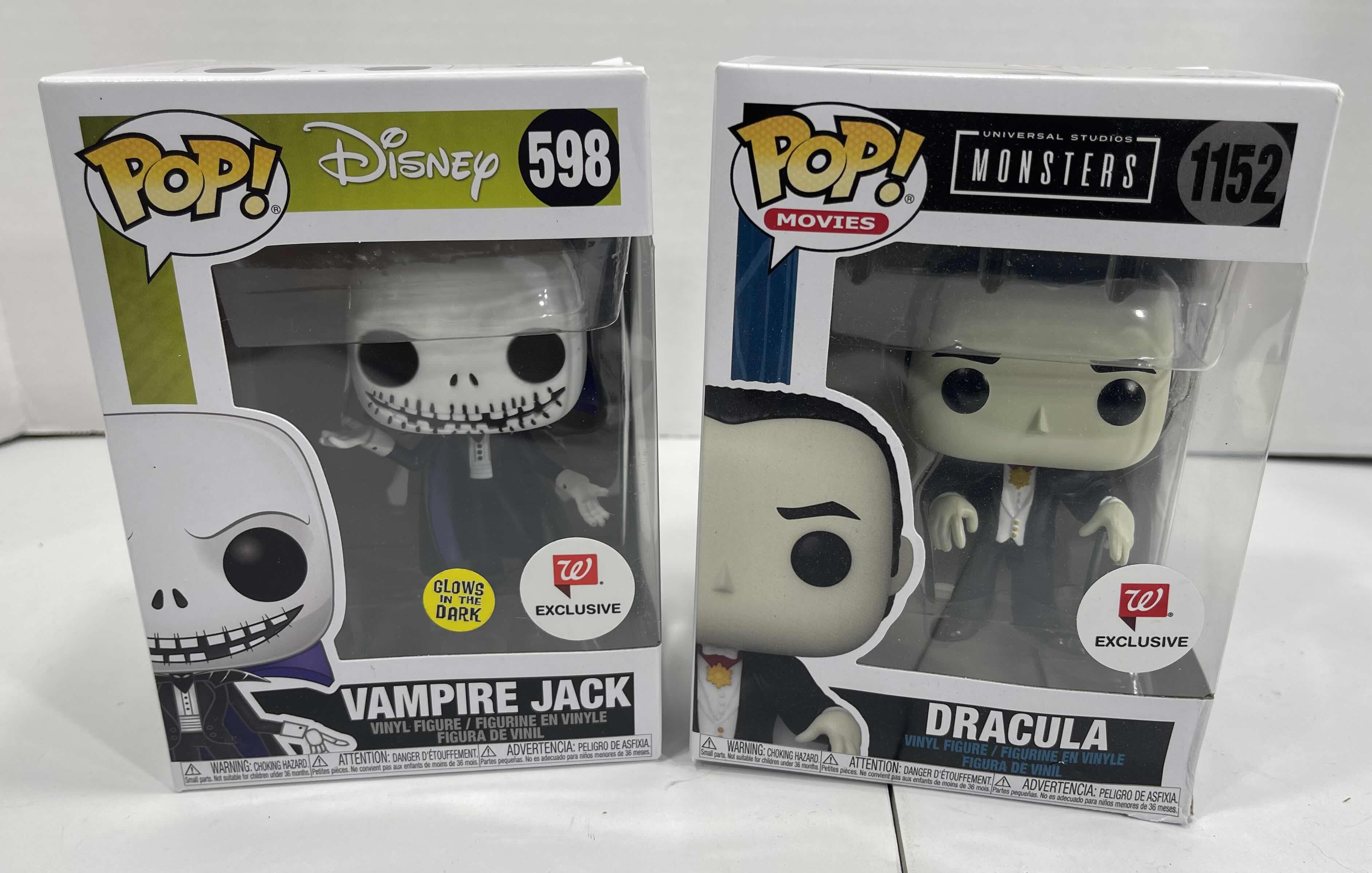 Photo 1 of FUNKO POPS (2) - DISNEY VAMPIRE JACK #598 & MONSTERS DRACULA #1152 NEW 