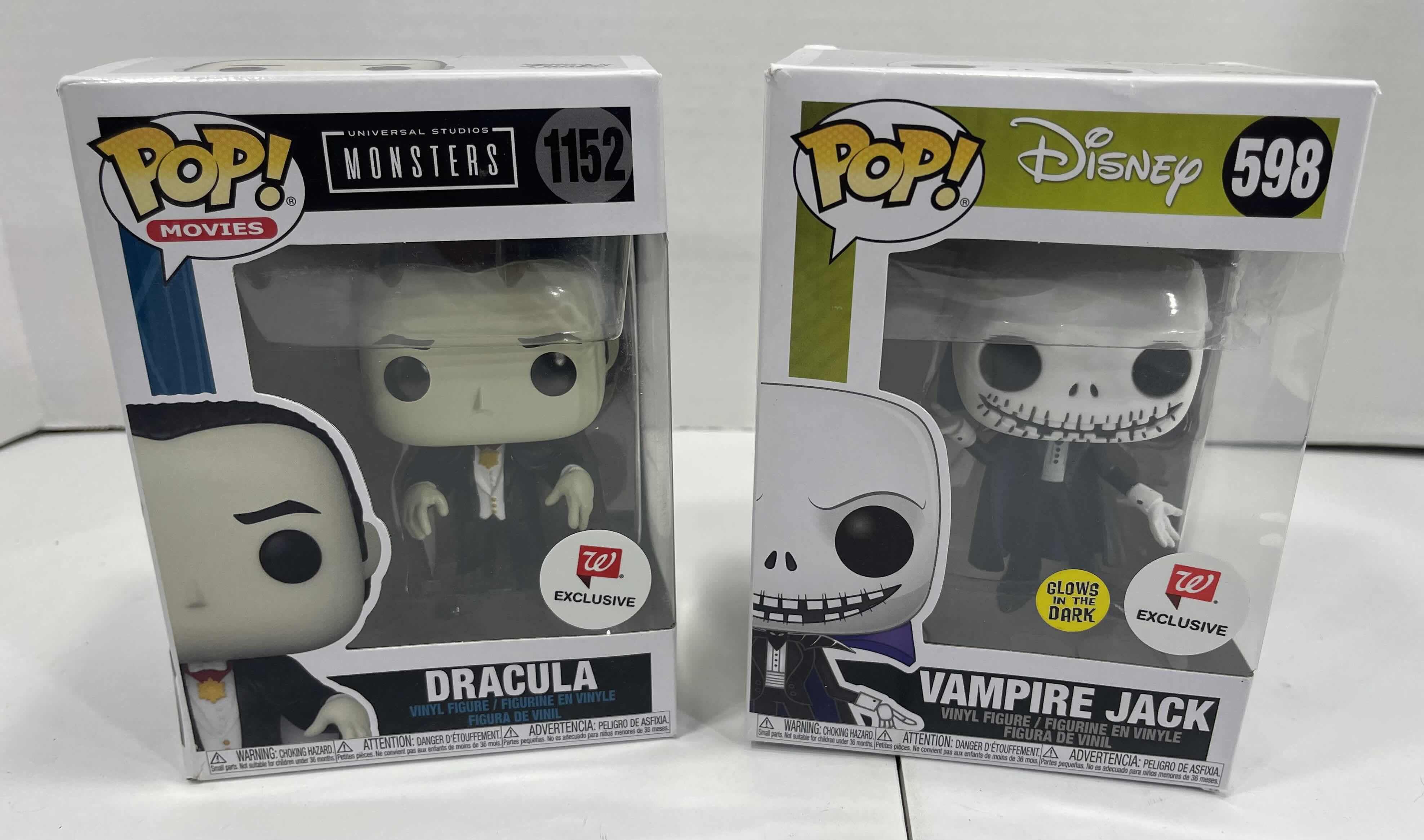 Photo 1 of FUNKO POPS (2) - DISNEY VAMPIRE JACK #598 & MONSTERS DRACULA #1152 NEW 