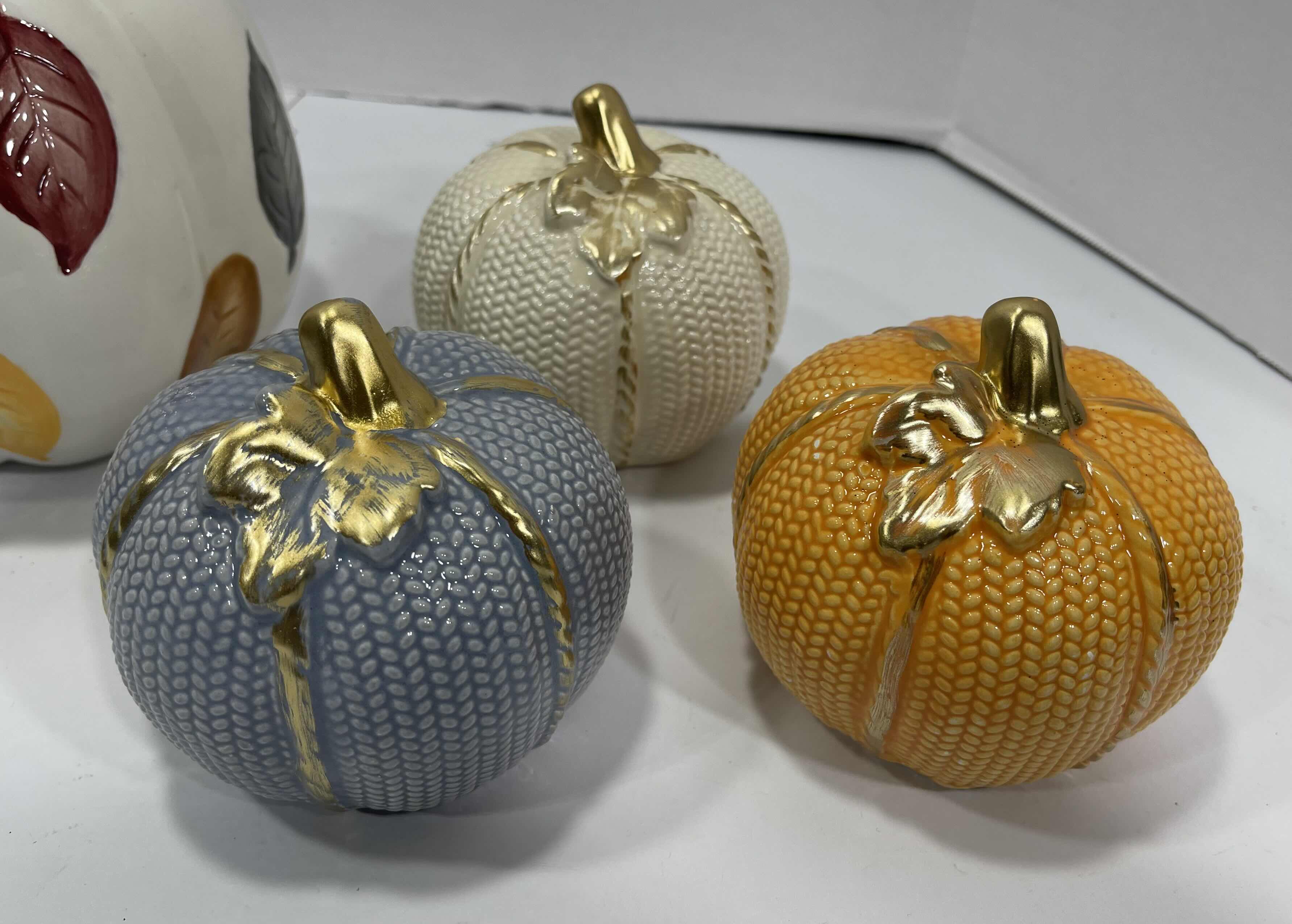 Photo 2 of AUTUMN HOLIDAY CERAMIC PUMPKINS (8) TALLEST 6.5” MSRP $70