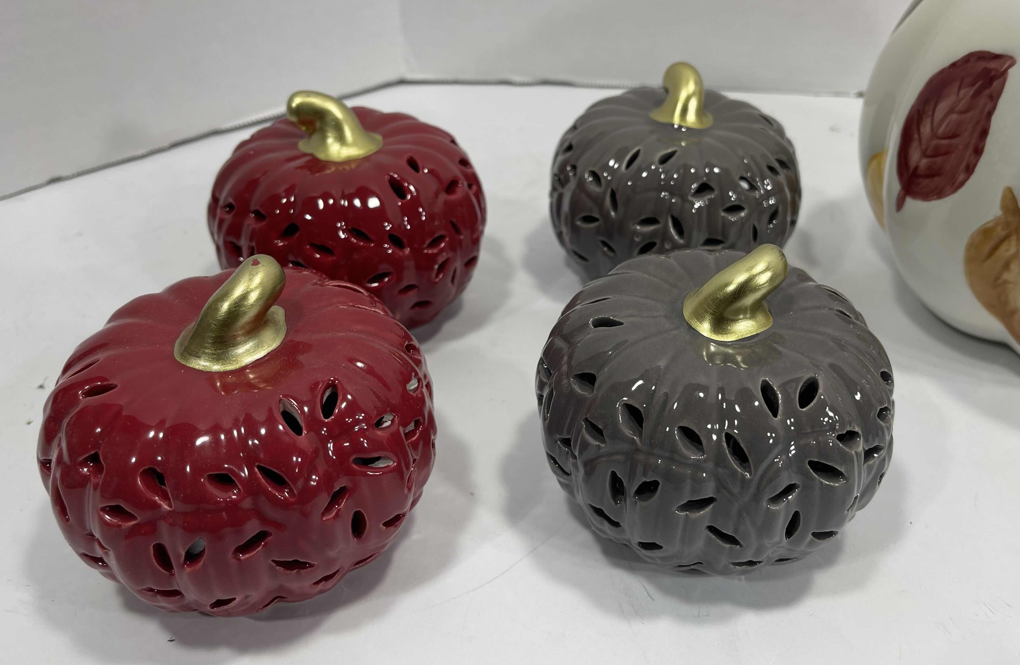 Photo 2 of AUTUMN HOLIDAY CERAMIC PUMPKINS (9) TALLEST 6.5” MSRP $85