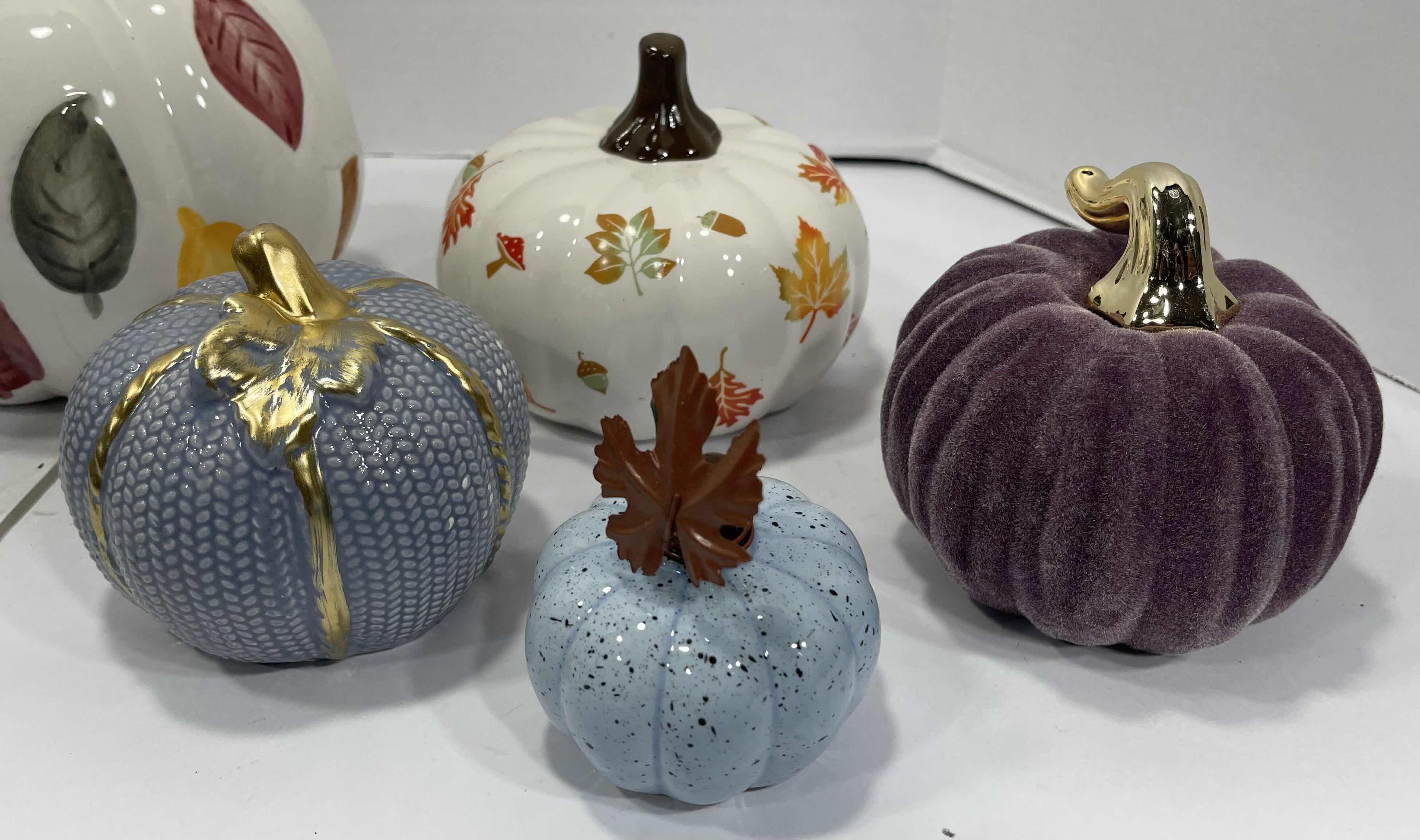 Photo 3 of AUTUMN HOLIDAY CERAMIC PUMPKINS (9) TALLEST 6.5” MSRP $85