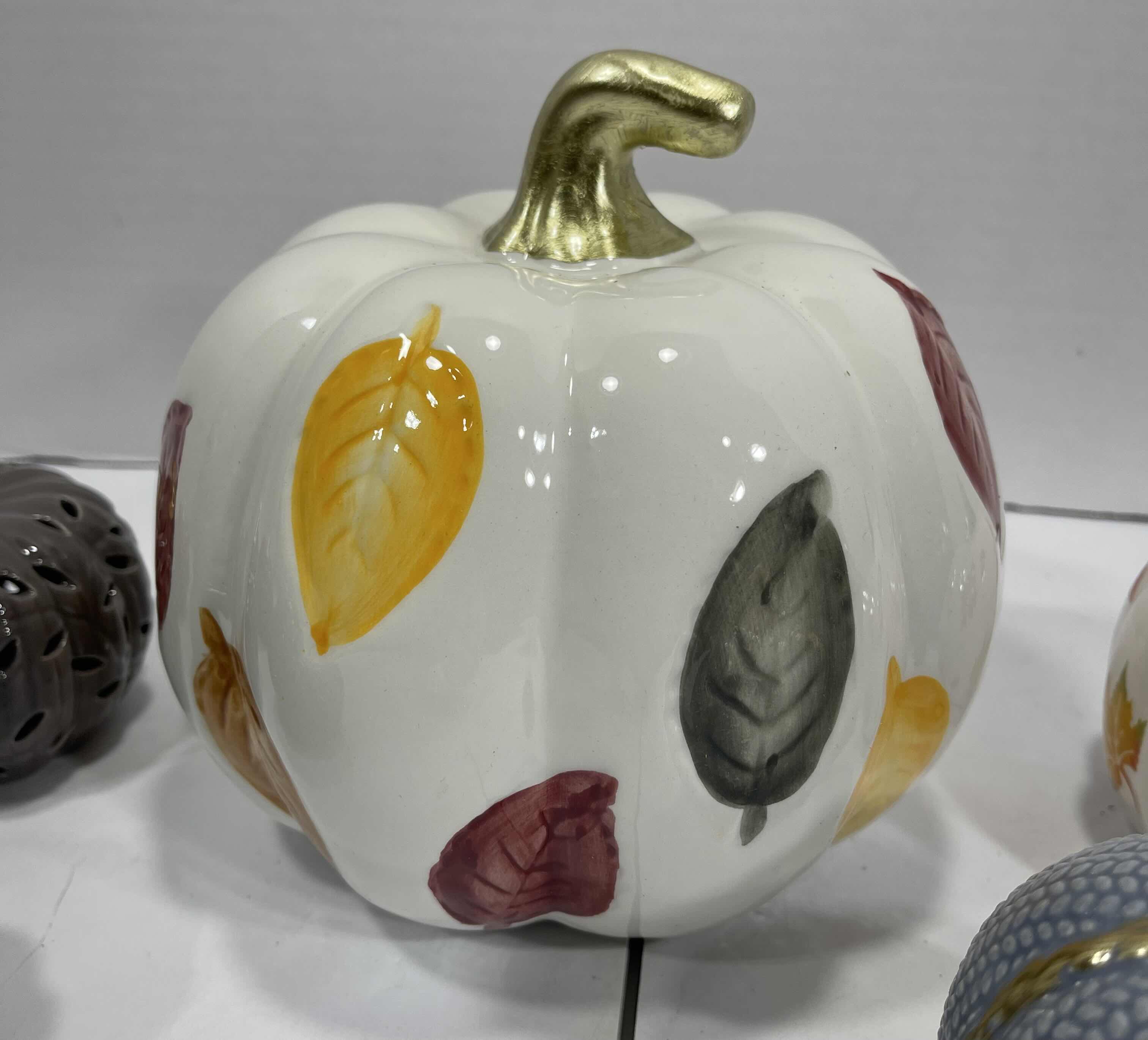 Photo 4 of AUTUMN HOLIDAY CERAMIC PUMPKINS (9) TALLEST 6.5” MSRP $85