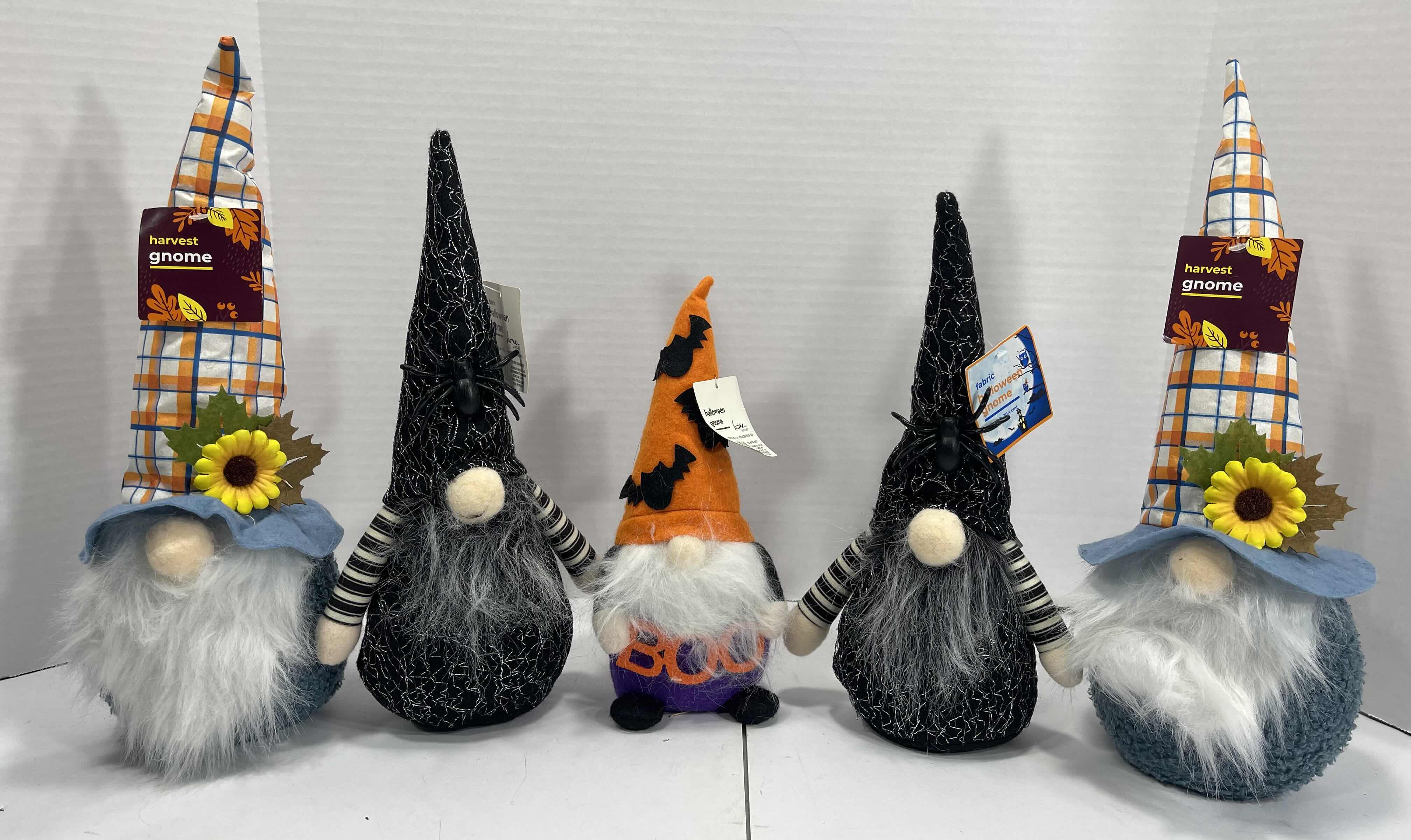 Photo 1 of HALLOWEEN AND HARVEST FABRIC GNOMES (5) TALLEST 14.5” MSRP $60