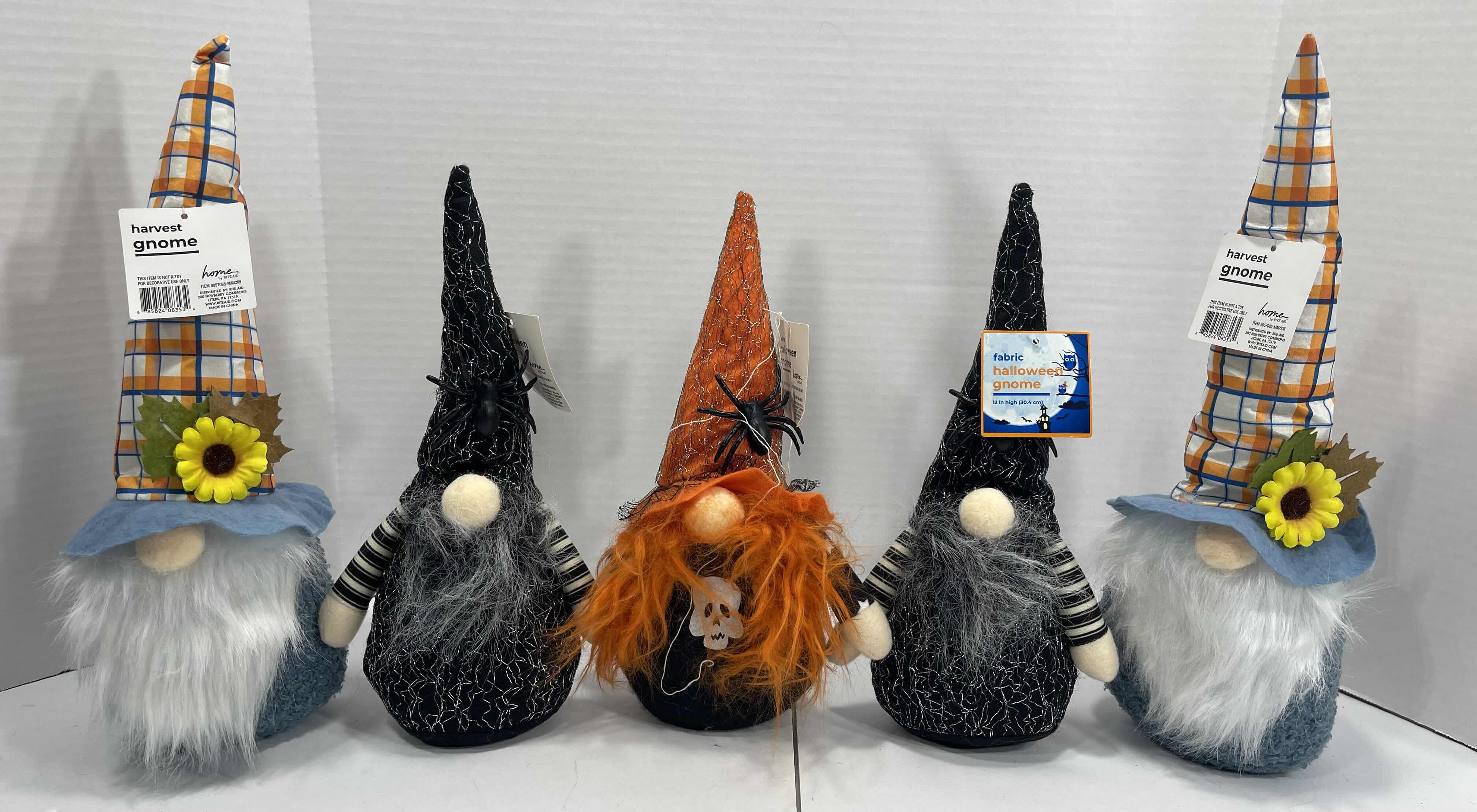 Photo 1 of HALLOWEEN AND HARVEST FABRIC GNOMES (5) TALLEST 14.5” MSRP $60