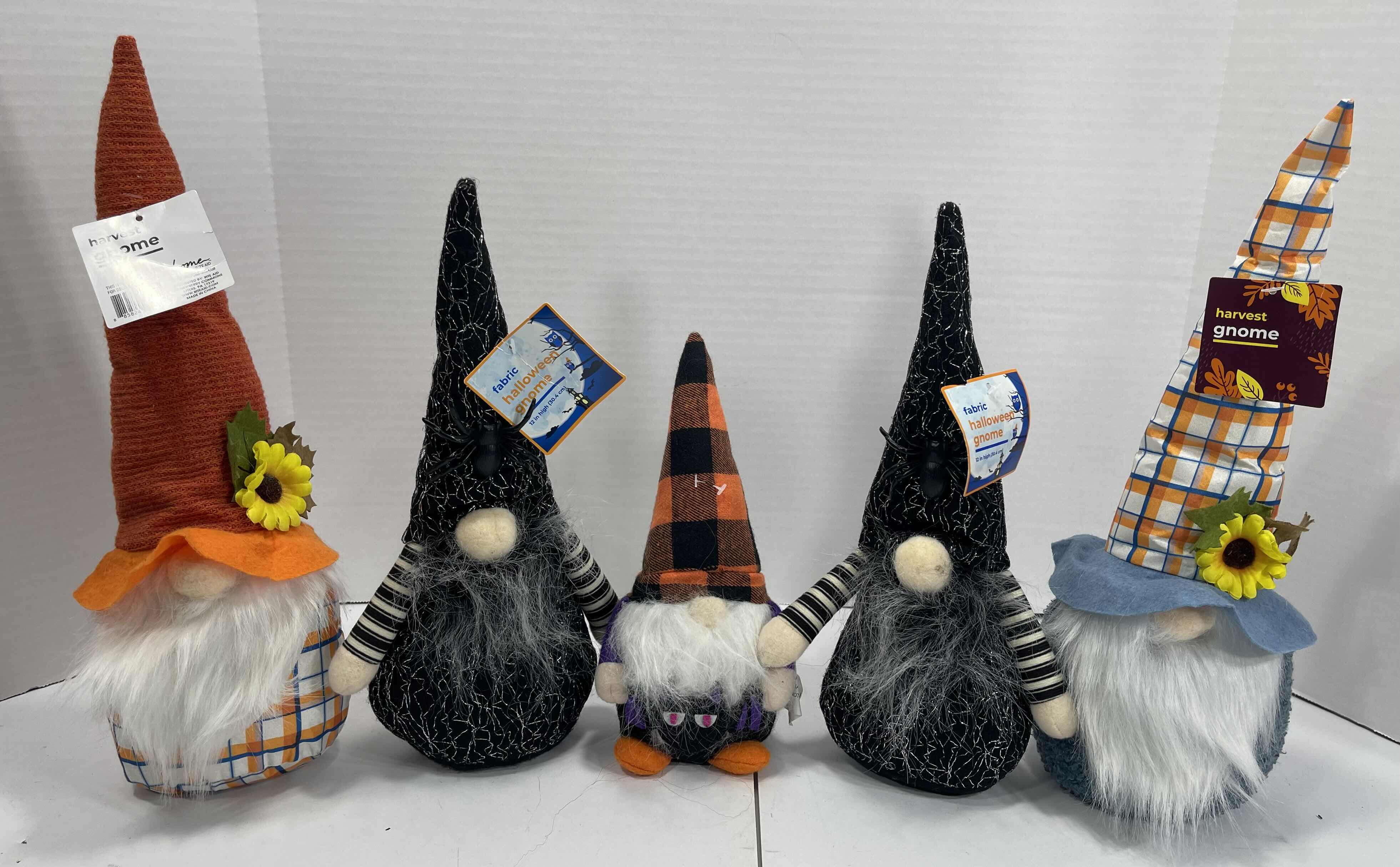 Photo 1 of HALLOWEEN AND HARVEST FABRIC GNOMES (5) TALLEST 14.5” MSRP $60