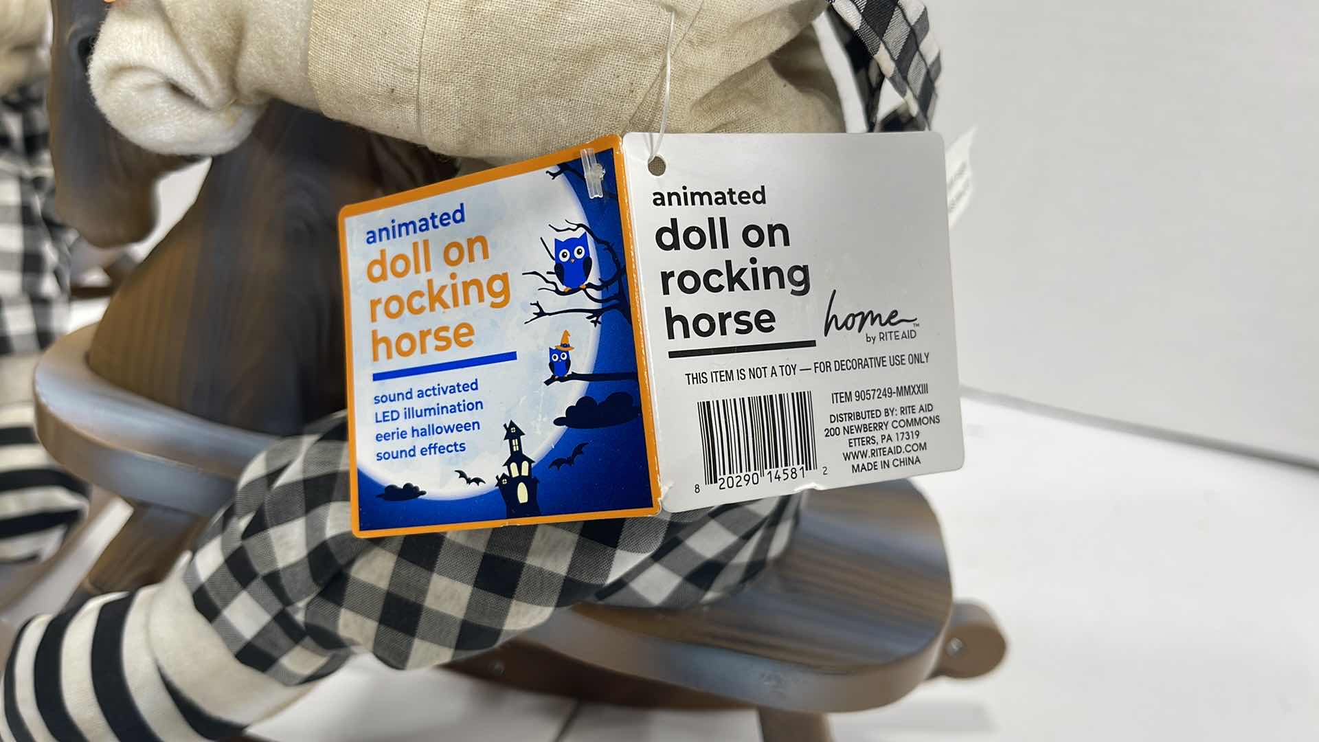 Photo 5 of ANIMATED DOLL ON ROCKING HORSE SOUND ACTIVATED LED ILLUMINATION EERIE SINGING WITH SOUND EFFECTS MSRP $40