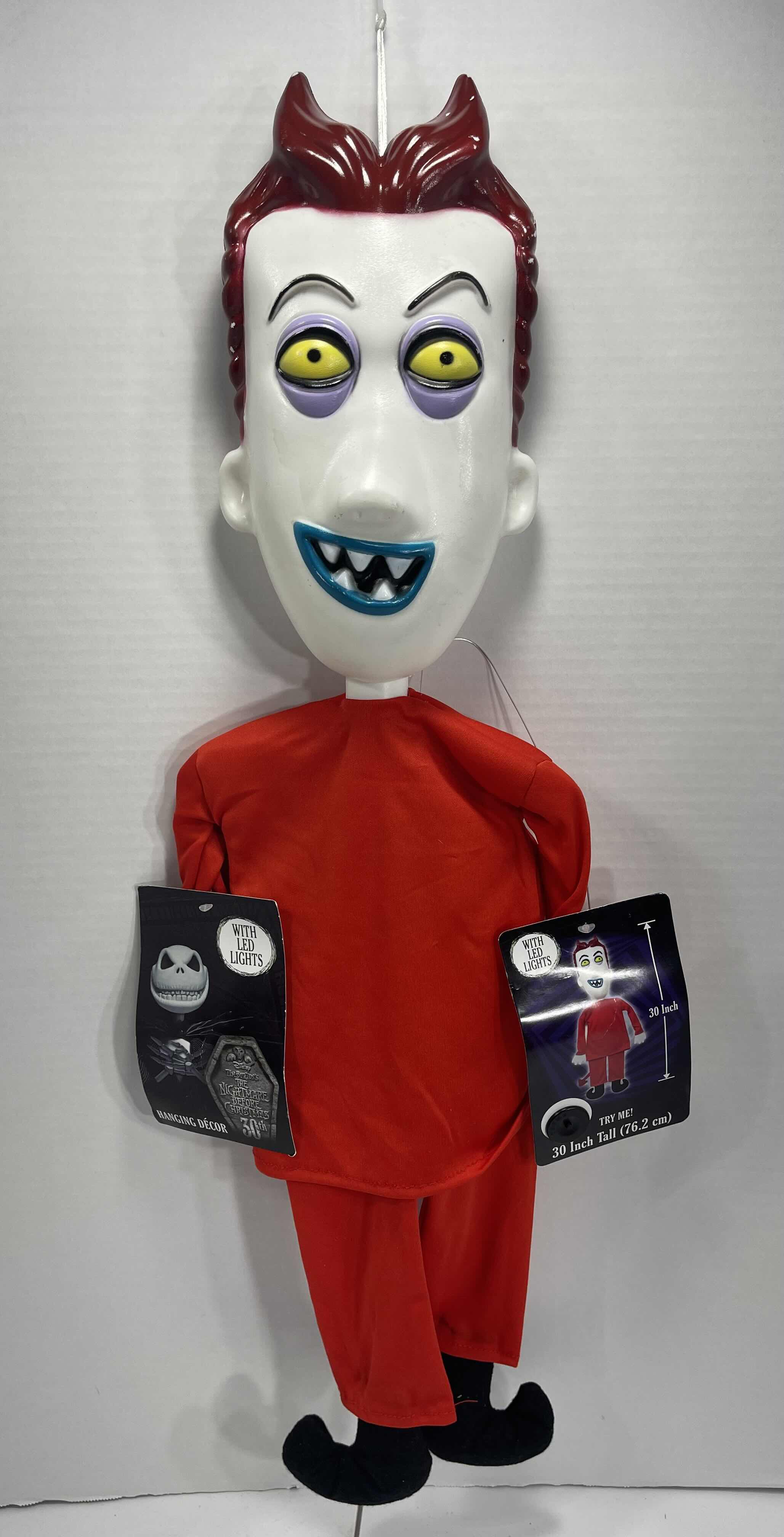 Photo 1 of DISNEY 30TH ANN. 
NIGHTMARE BEFORE CHRISTMAS HANGING DECOR LIGHT-UP BLOW MOLD FACE - LOCK H30” TALL MSRP $50