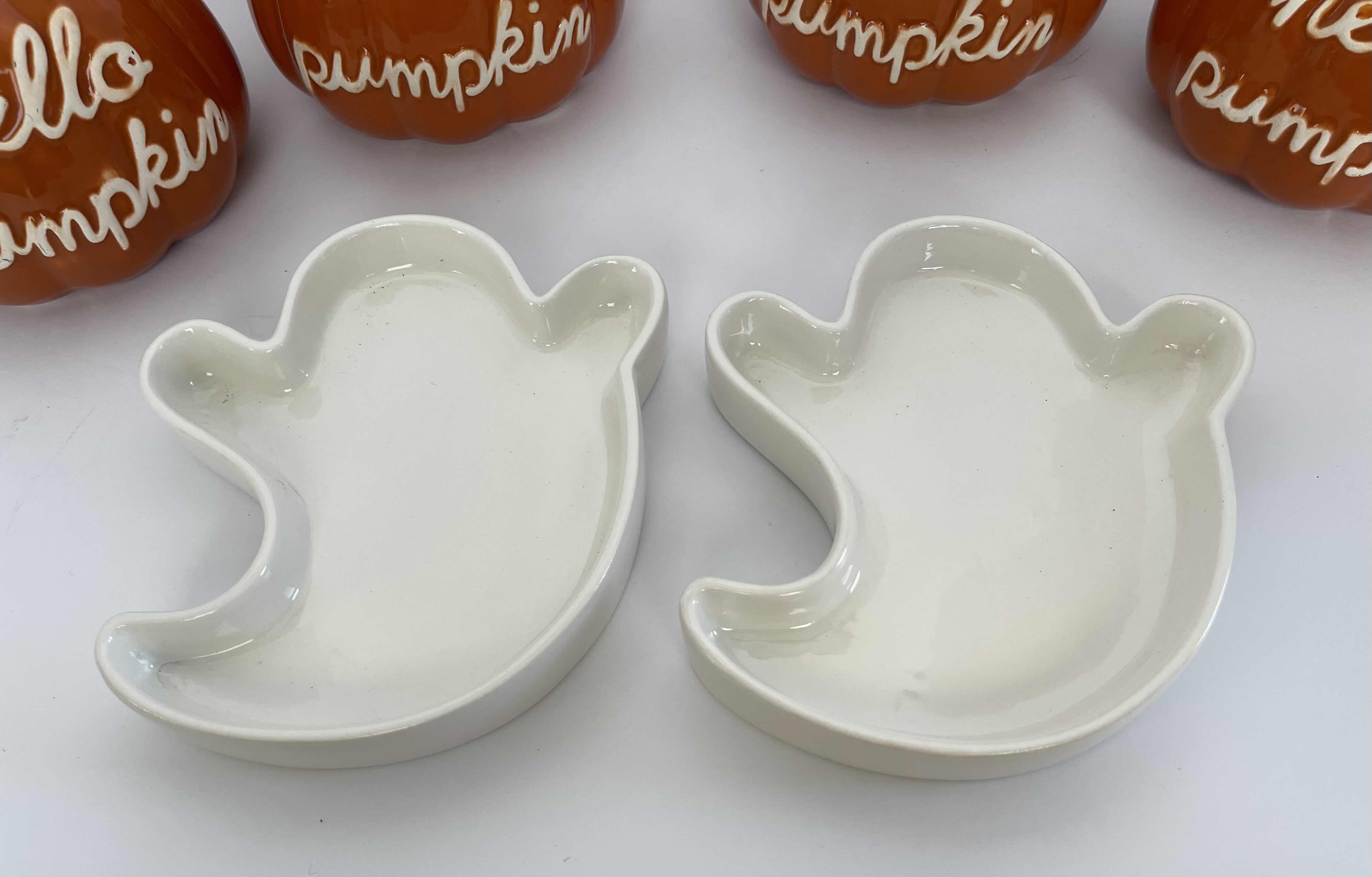 Photo 4 of HOLIDAY HALLOWEEN CERAMIC HELLO PUMPKINS H4.5” (4) & CERAMIC HALLOWEEN GHOST CANDY DISHES (2) MSRP $50