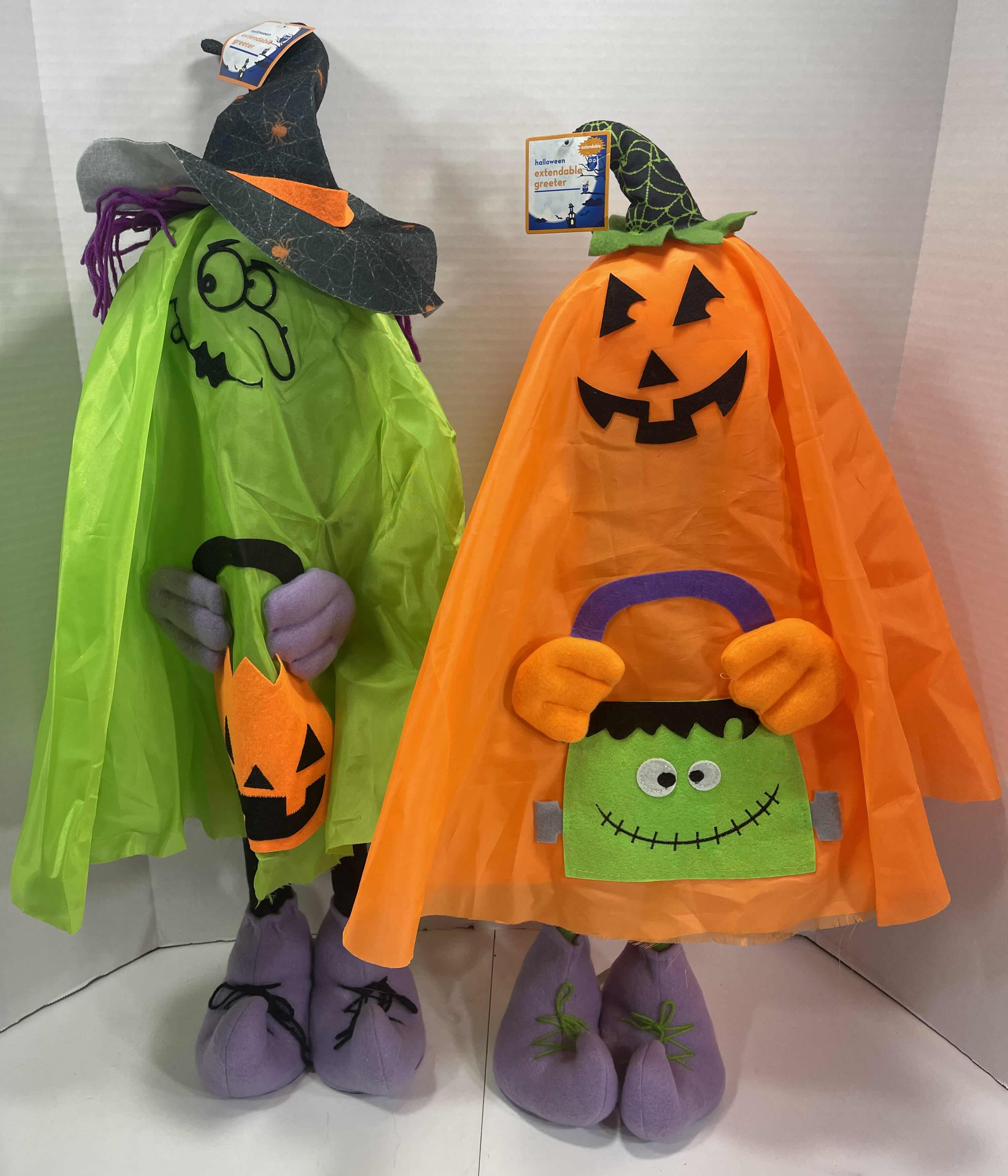 Photo 2 of HALLOWEEN EXTENDABLE GREETERS (2) - PUMPKIN (EXTENDED H28”) & WITCH (EXTENDED H30”) MSRP $50