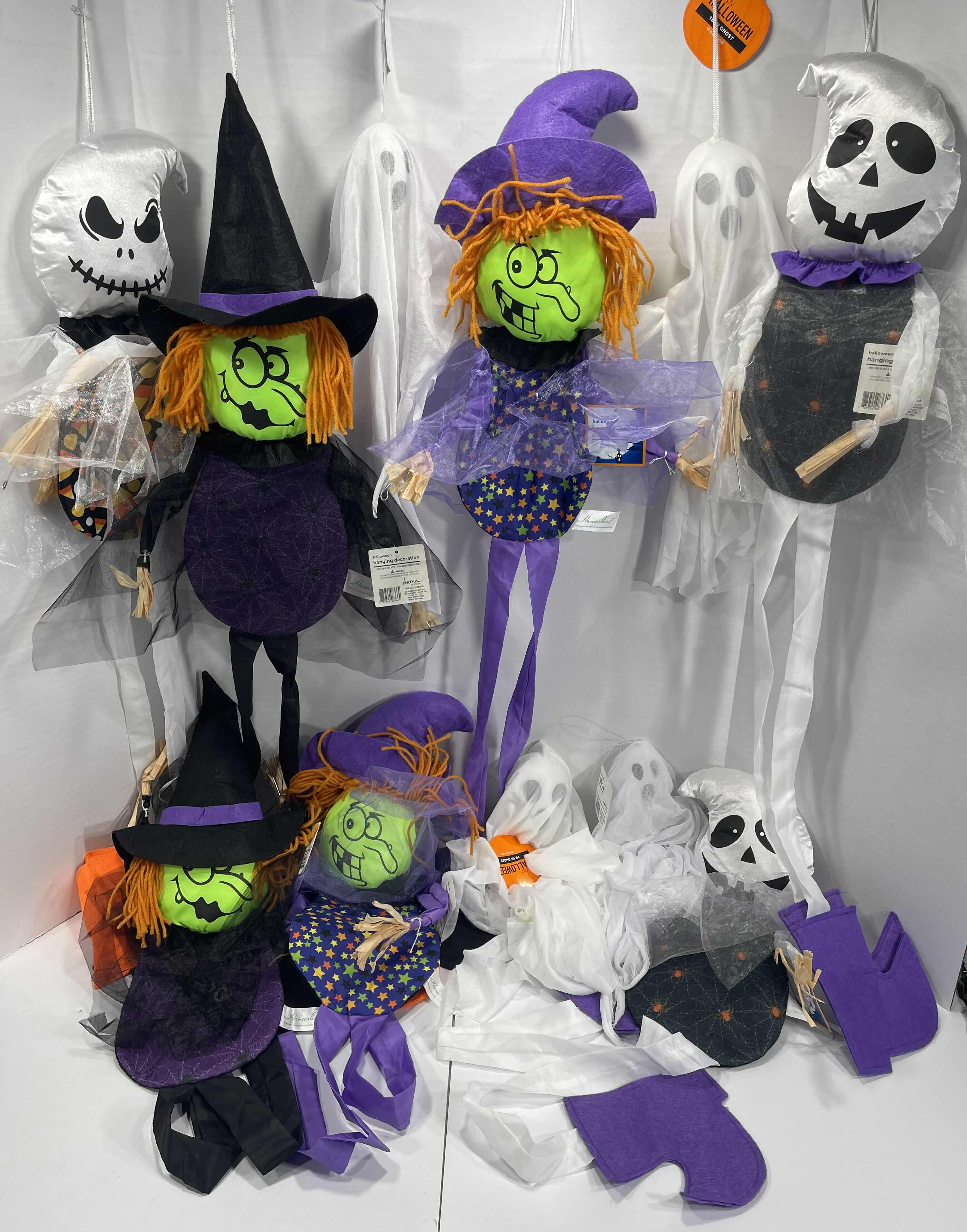 Photo 1 of HALLOWEEN HANGING DECORATIONS LOT (11 ITEMS) - GHOSTS & WITCHES NWT MSRP $80