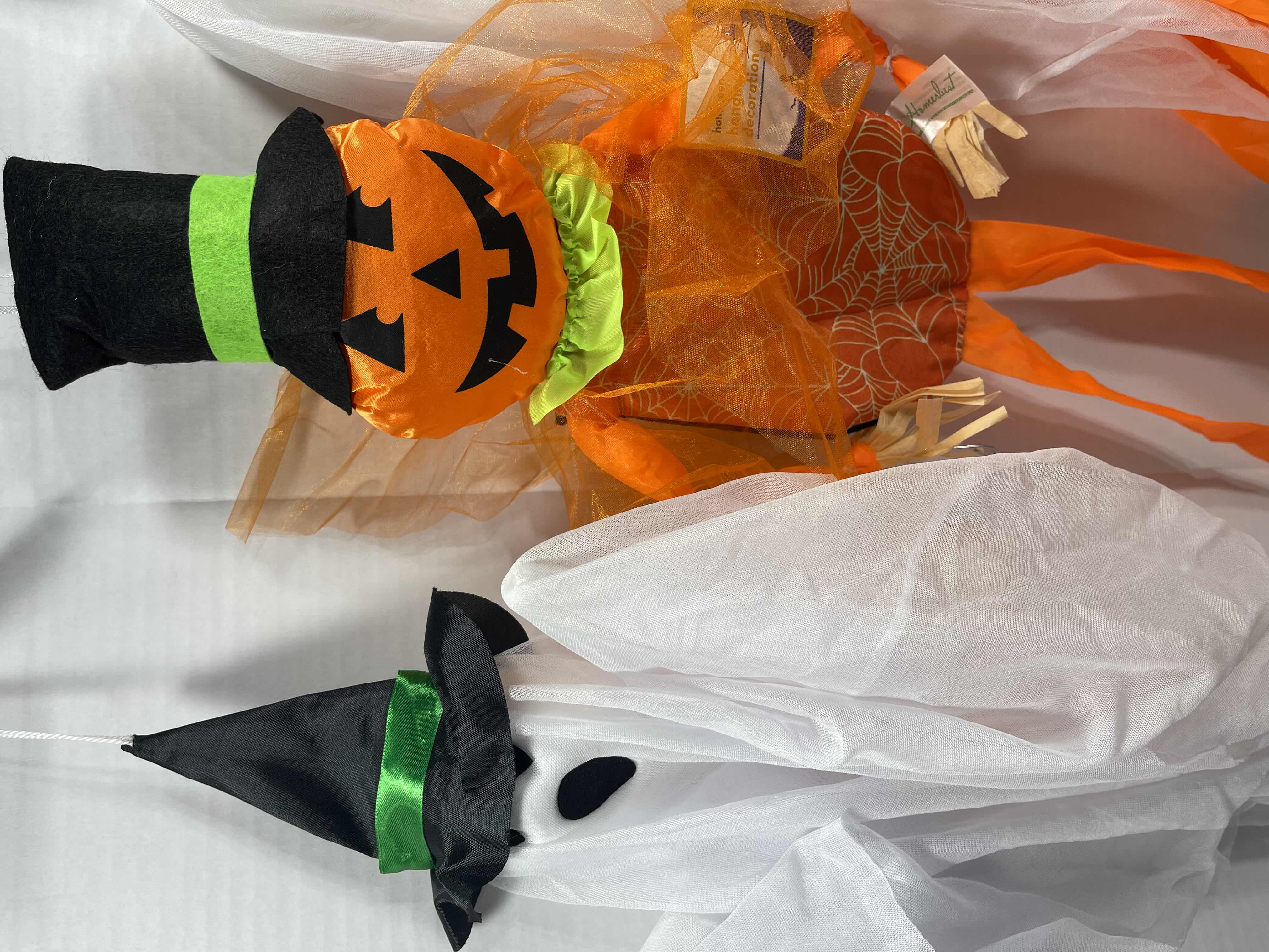 Photo 2 of HALLOWEEN HANGING DECORATIONS LOT (11 ITEMS) - TALK BACK HANGING FIGURE, GHOSTS, WITCH & PUMPKIN  NWT MSRP $90