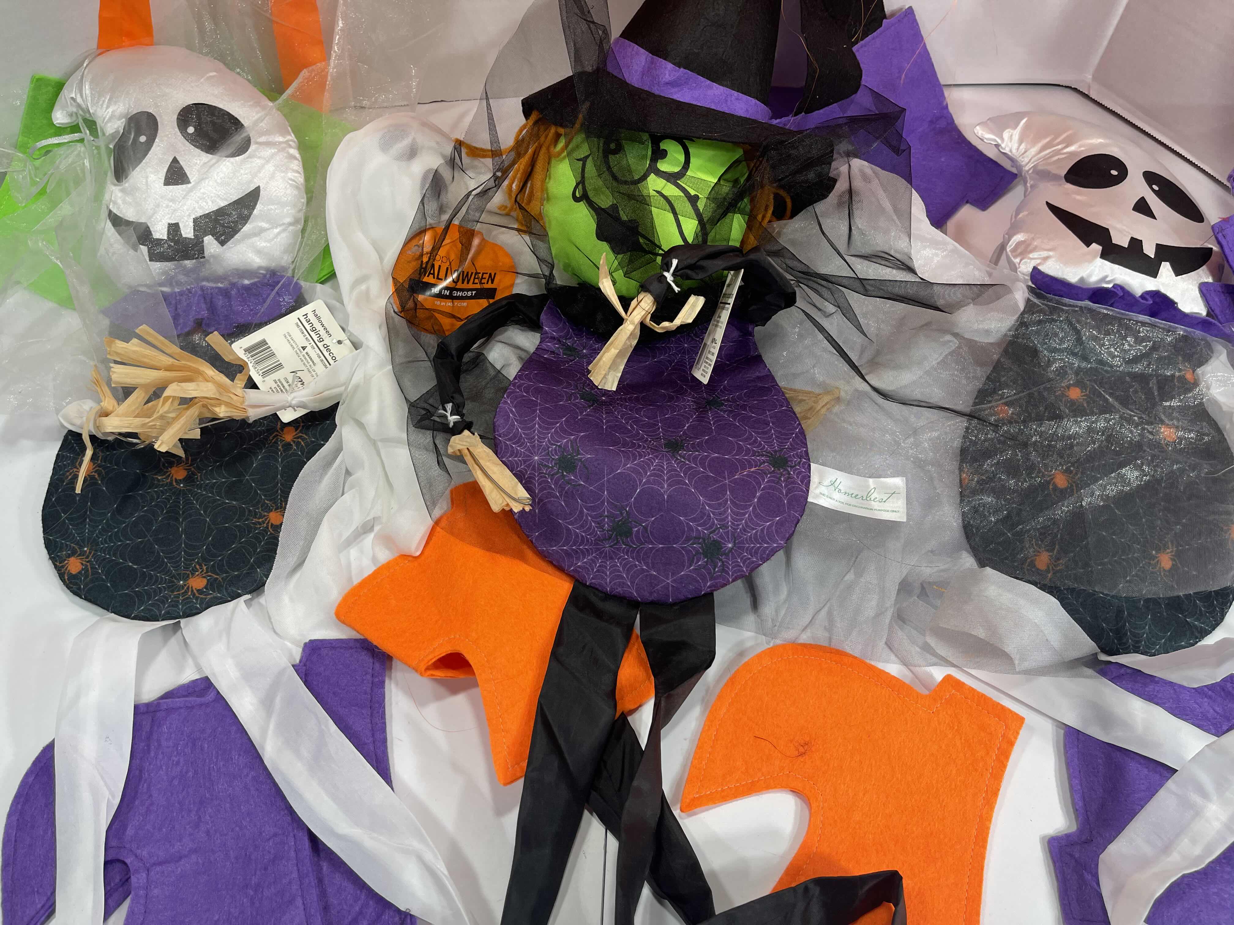 Photo 5 of HALLOWEEN HANGING DECORATIONS LOT (11 ITEMS) - TALK BACK HANGING FIGURE, GHOSTS, WITCH & PUMPKIN  NWT MSRP $90