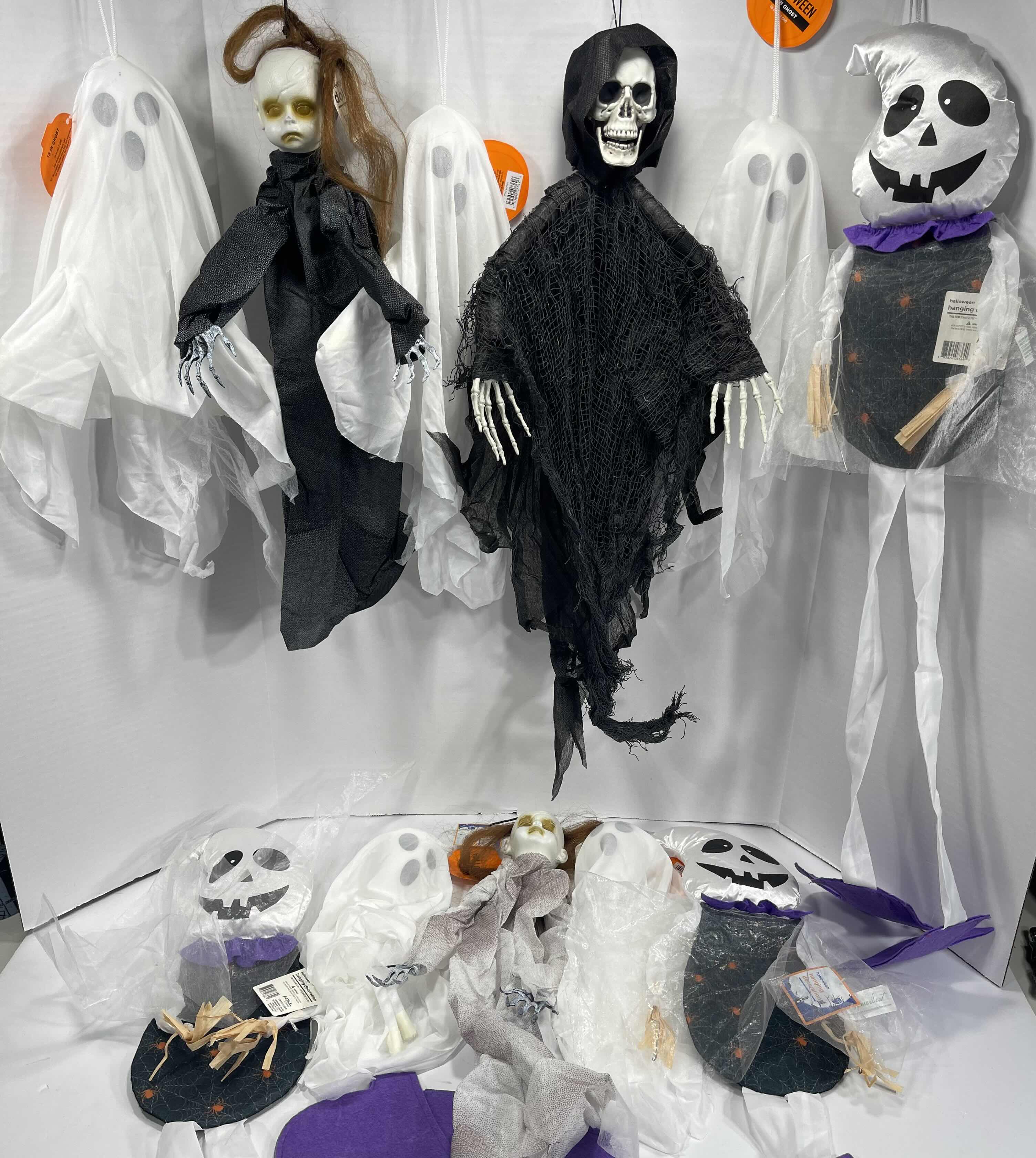 Photo 1 of HALLOWEEN HANGING DECORATIONS LOT (11 ITEMS) - HANGING REAPER, GHOSTS & GHOULS NWT MSRP $60