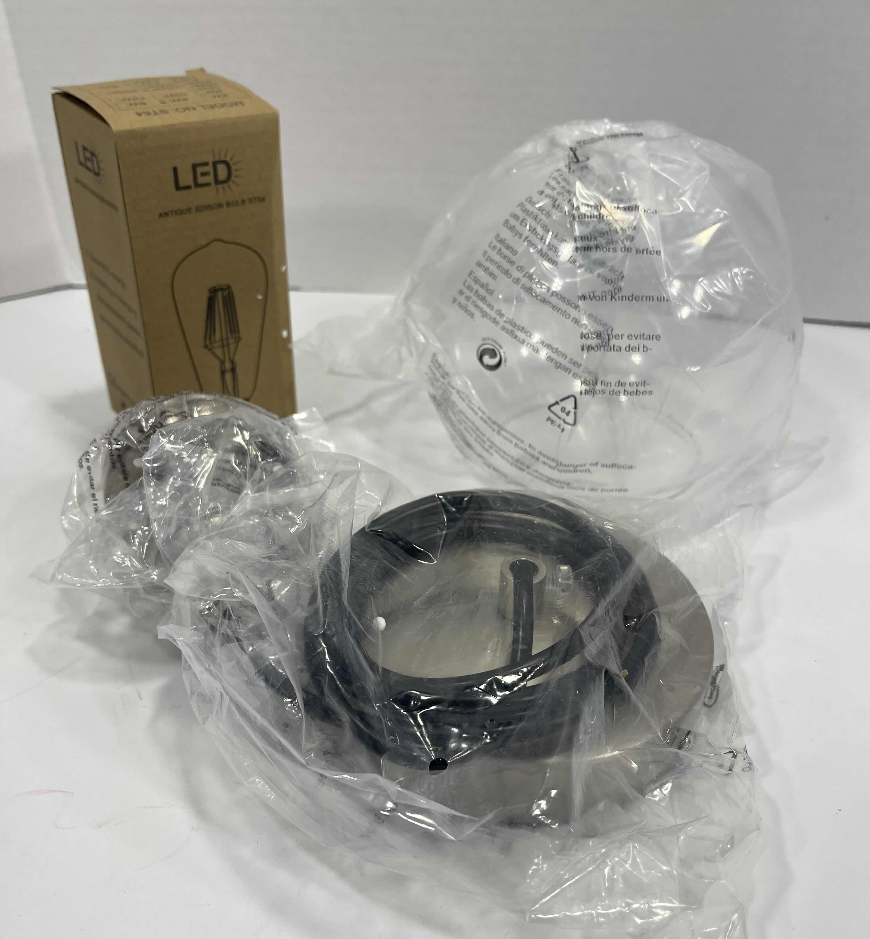 Photo 3 of BAGOOD 6” MINI HANGING PENDANT LIGHT GLOBE WITH LED LIGHT BULB - 47” MAX REACH MSRP $40