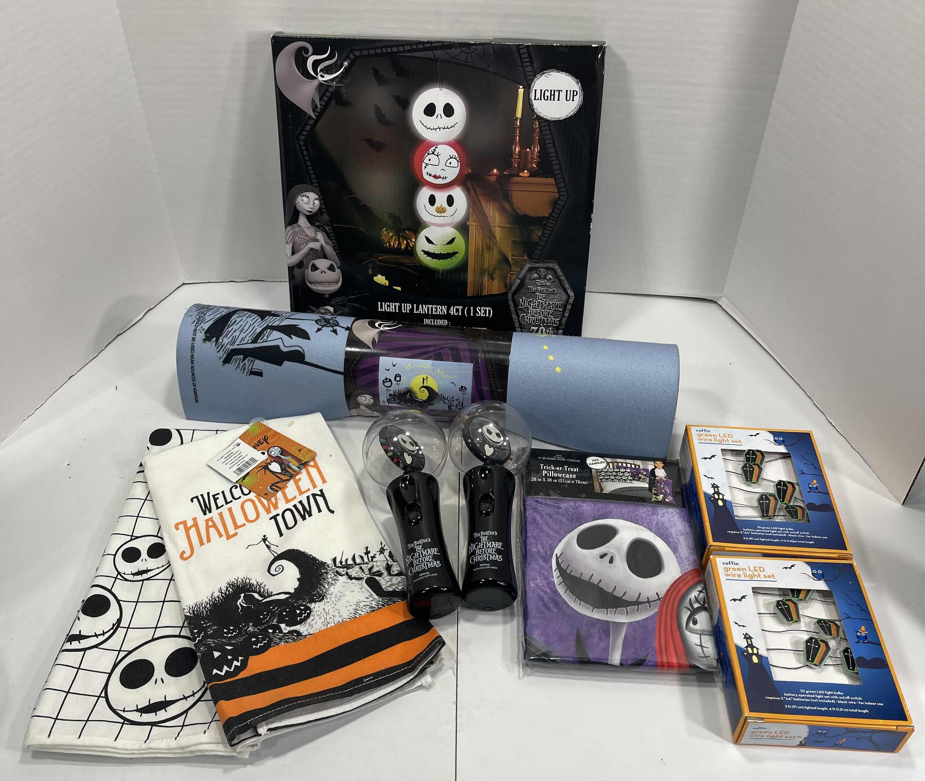 Photo 1 of DISNEY NIGHTMARE BEFORE CHRISTMAS THEMED HOME DECOR ITEMS & LED LIGHT SET(2) - (SEE NOTES) MSRP $75