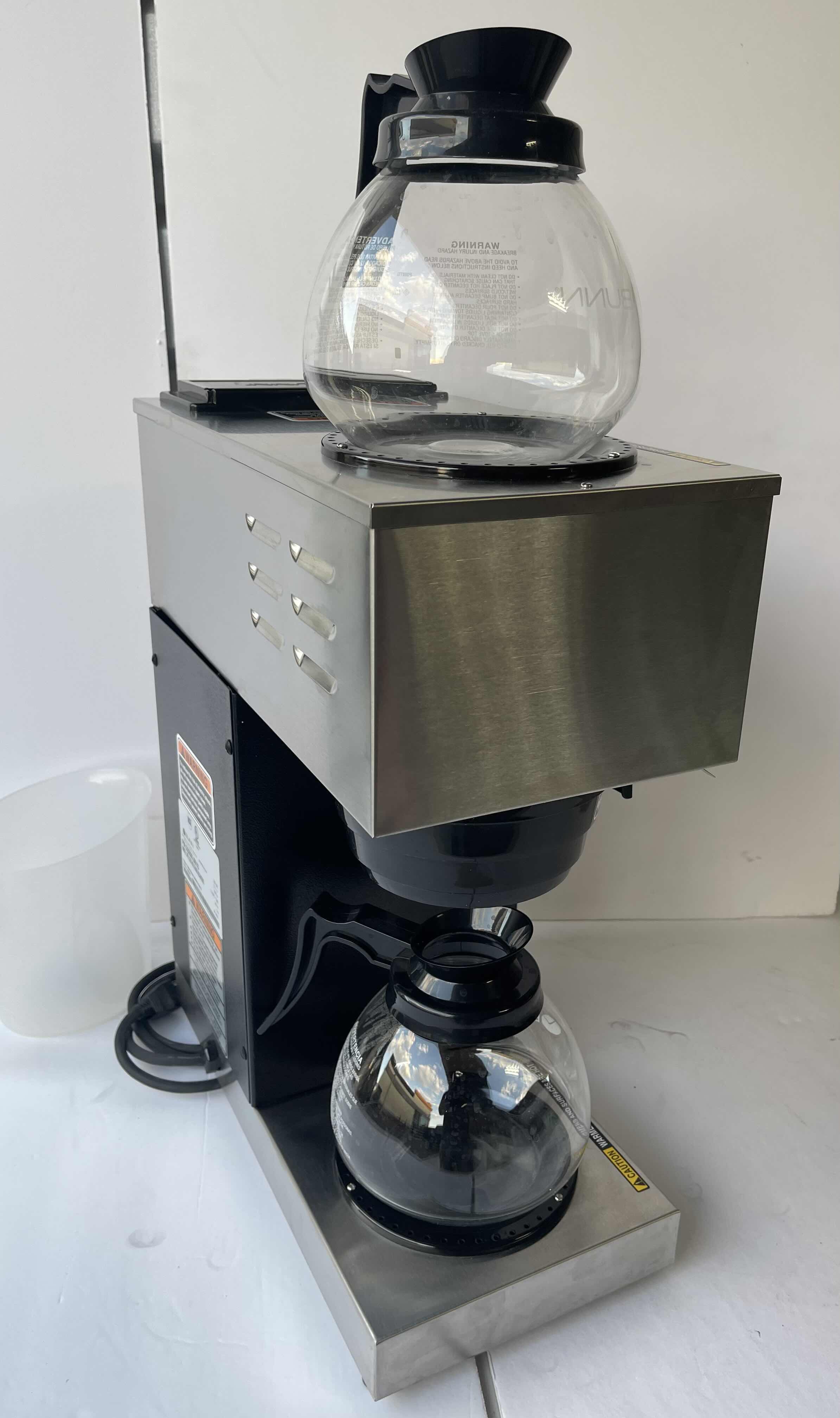 Photo 5 of BUNN COMMERCIAL 12 CUP COFFEE MAKER VPR - UPPER AND LOWER WARMER WITH (2) GLASS DECANTERS AND PLASTIC MEASURER MSRP $400