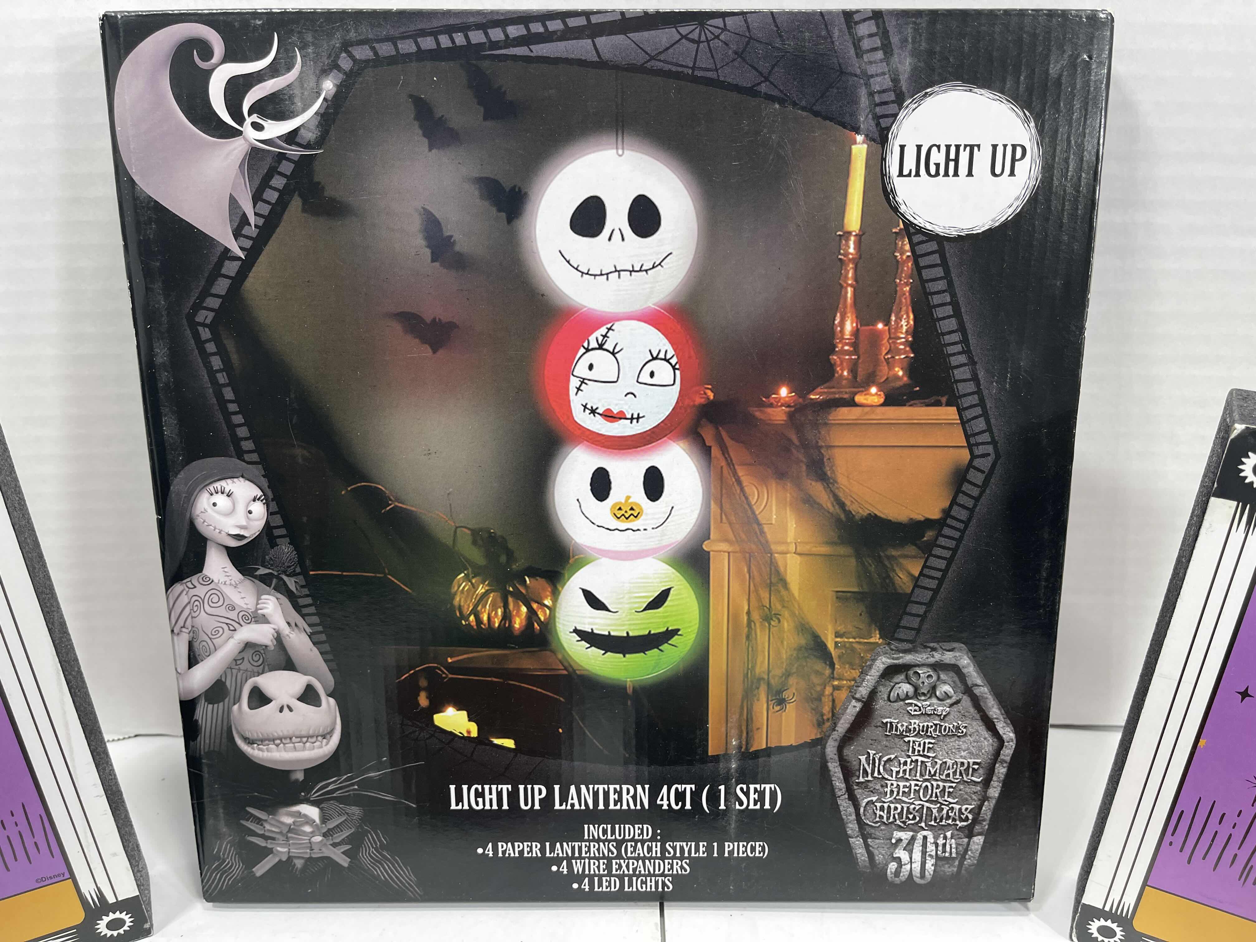 Photo 3 of DISNEY’S NIGHTMARE BEFORE CHRISTMAS LANTERN SET, JACK & SALLY WOOD TABLE TOP DECOR & ASSORTED HALLOWEEN MINI PUMPKINS (6)