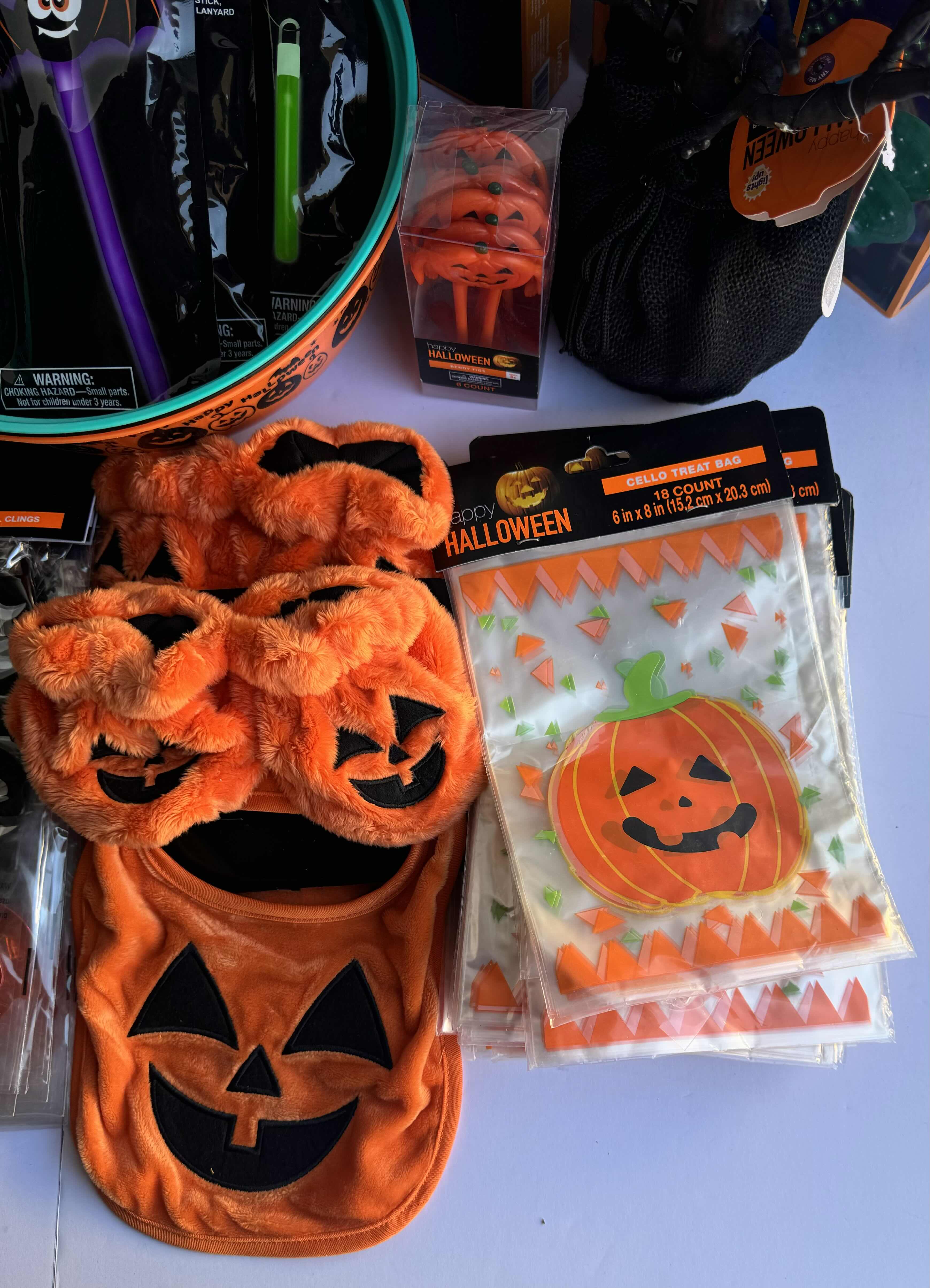 Photo 3 of HALLOWEEN TABLE TOP DECOR LARGE ASSORTMENT - CANDY BOWLS, LIGHT SETS, GLOW STICKS, HALLOWEEN CUPS, AND MORE MSRP $70