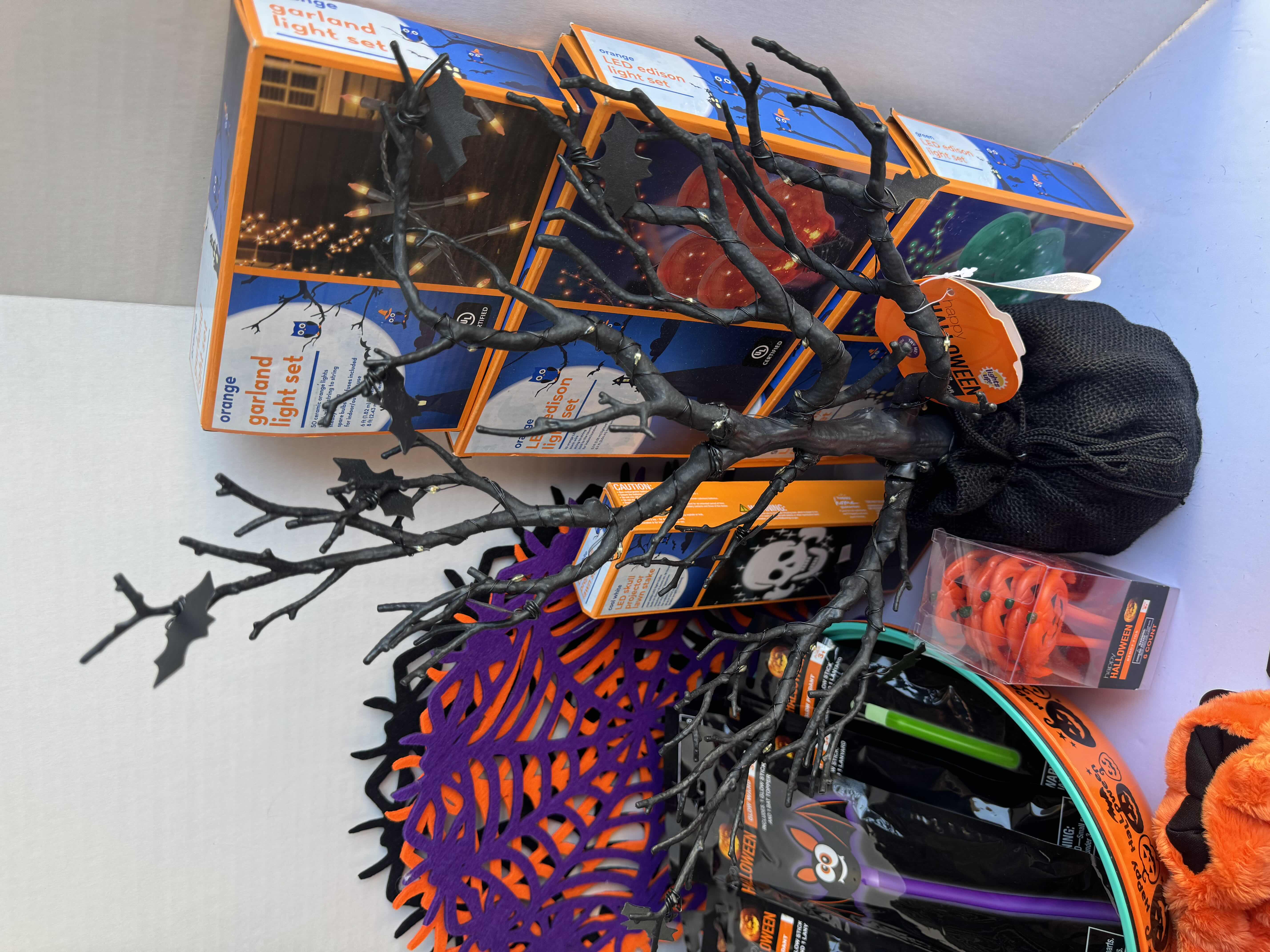 Photo 6 of HALLOWEEN TABLE TOP DECOR LARGE ASSORTMENT - CANDY BOWLS, LIGHT SETS, GLOW STICKS, HALLOWEEN CUPS, AND MORE MSRP $70