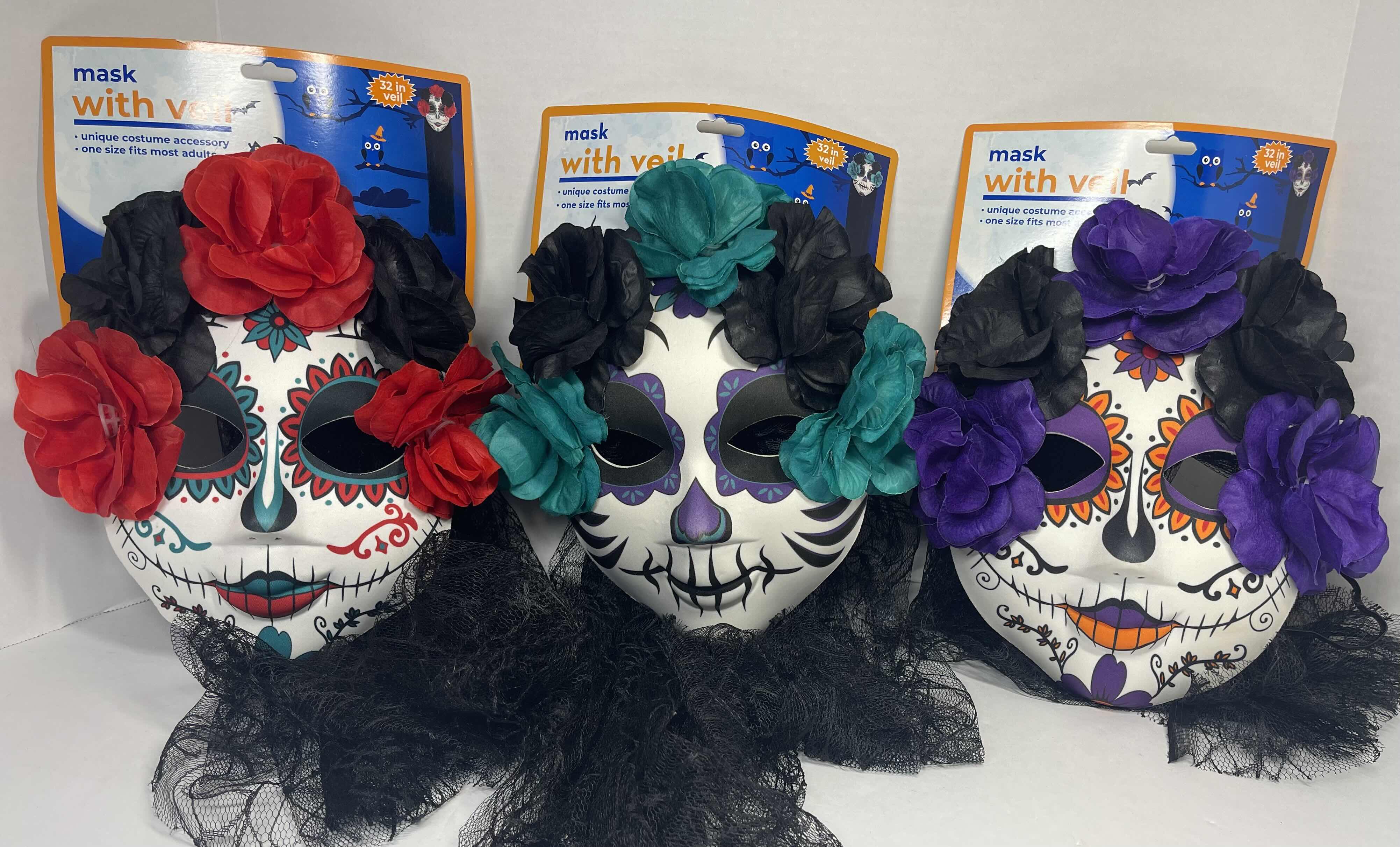 Photo 1 of HALLOWEEN MASK WITH VEIL (3 COLORS) ONE SIZE FITS MOST ADULTS MSRP $45