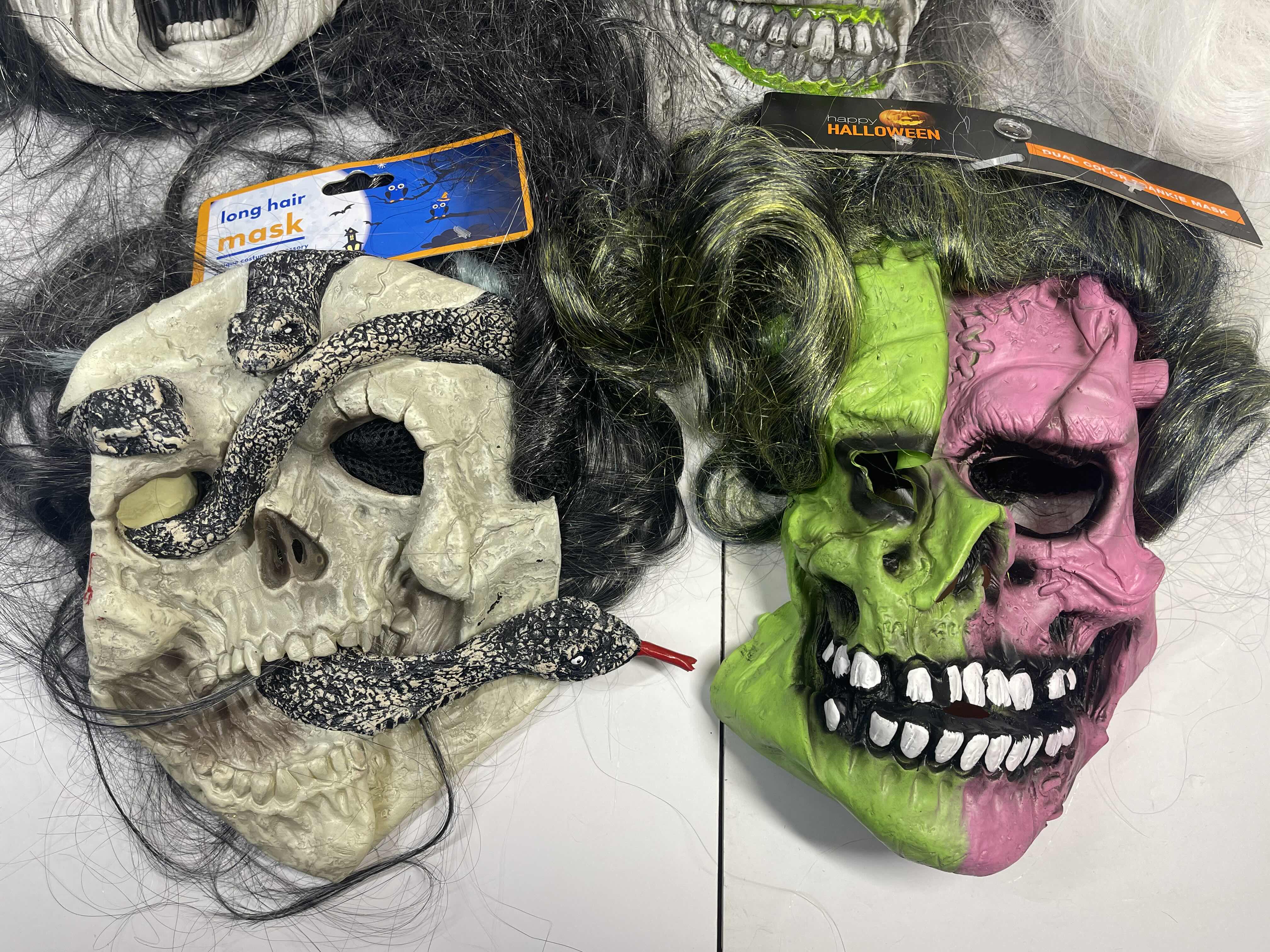 Photo 3 of HALLOWEEN RUBBER MASKS WITH HAIR (5) ONE SIZE FITS MOST ADULTS MSRP $80