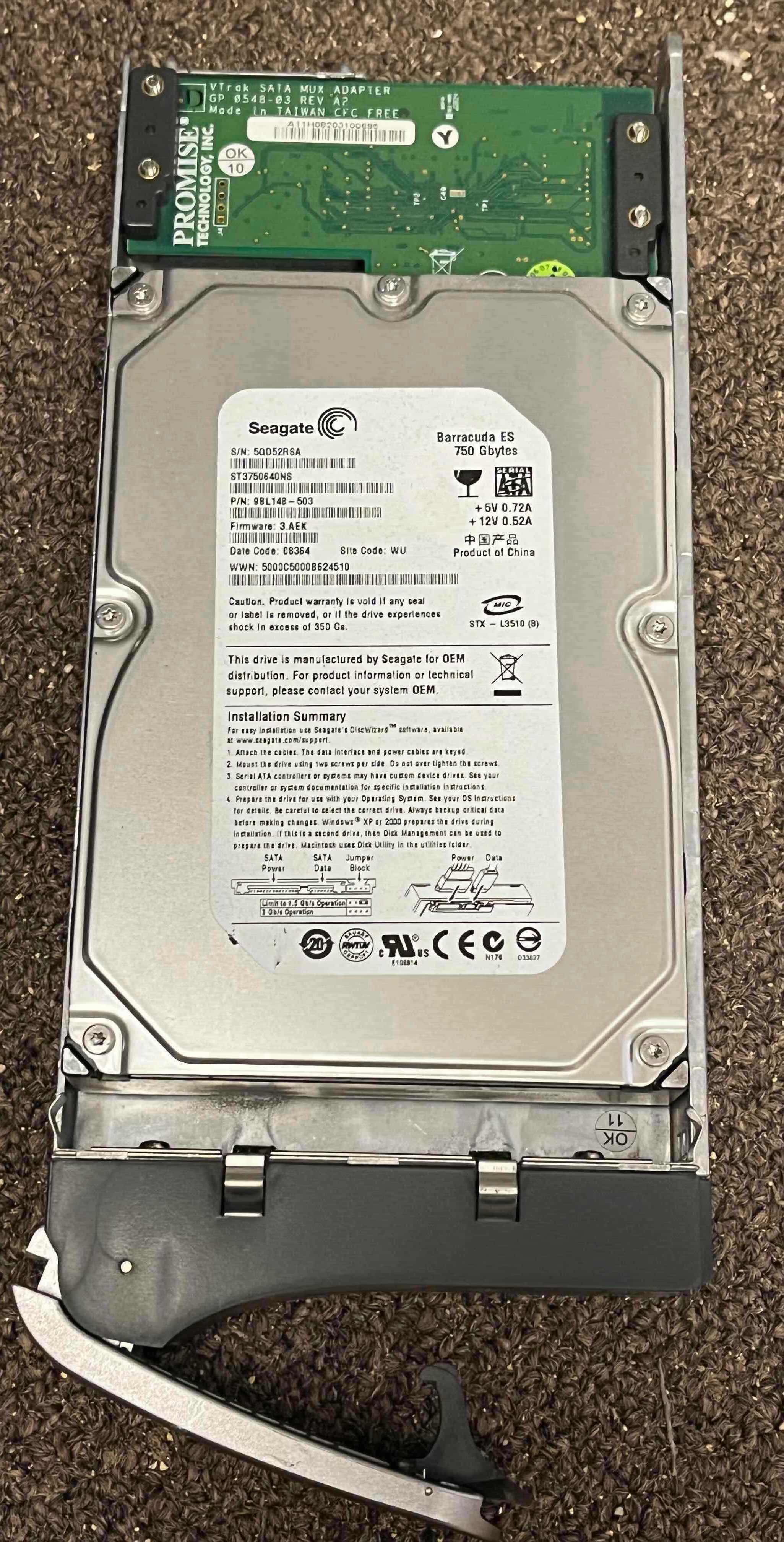 Photo 4 of PROMISE TECHNOLOGY VTRAK E610F W 16 SEAGATE BARRACUDA ES 750GB HARD DRIVES