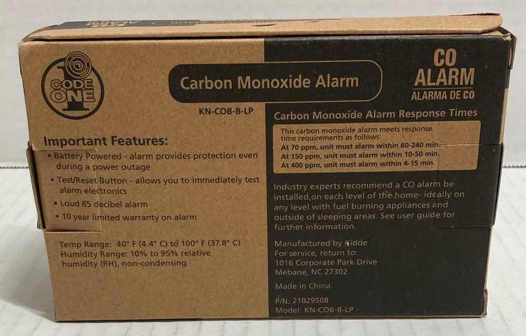 Photo 2 of CODE ONE BATTERY OPERATED CARBON MONOXIDE ALARM