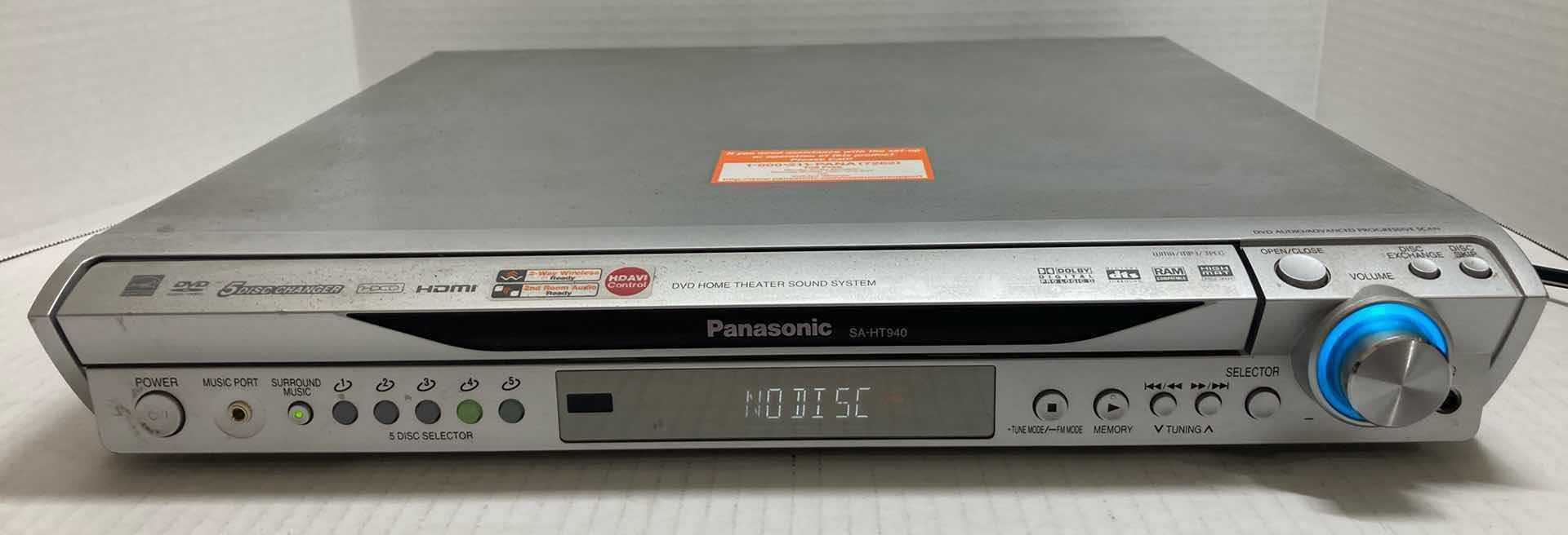 Photo 1 of PANASONIC 5-DISC DVD CHANGER HOME THEATER SYSTEM MODEL SA-HT940