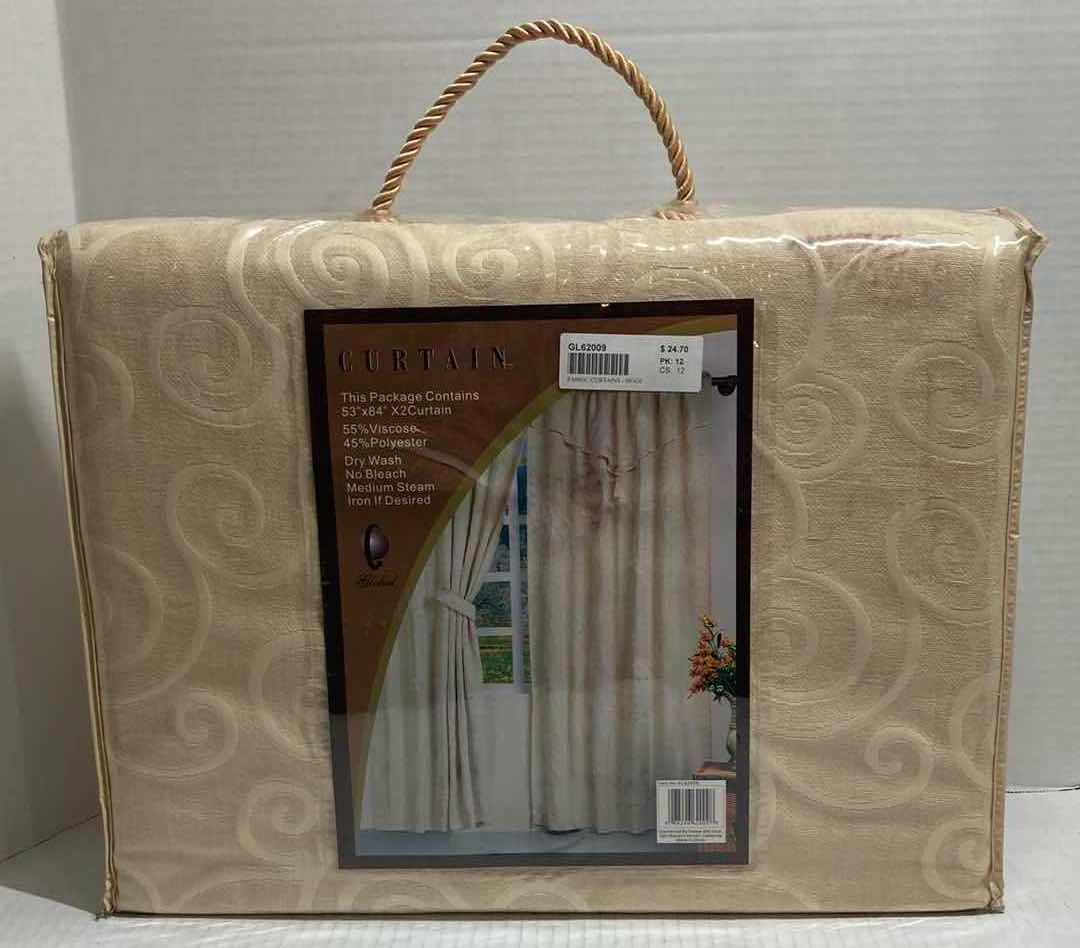 Photo 1 of GLOBAL GIFT CO BEIGE FABRIC CURTAINS 2-PACK 53” X 84”