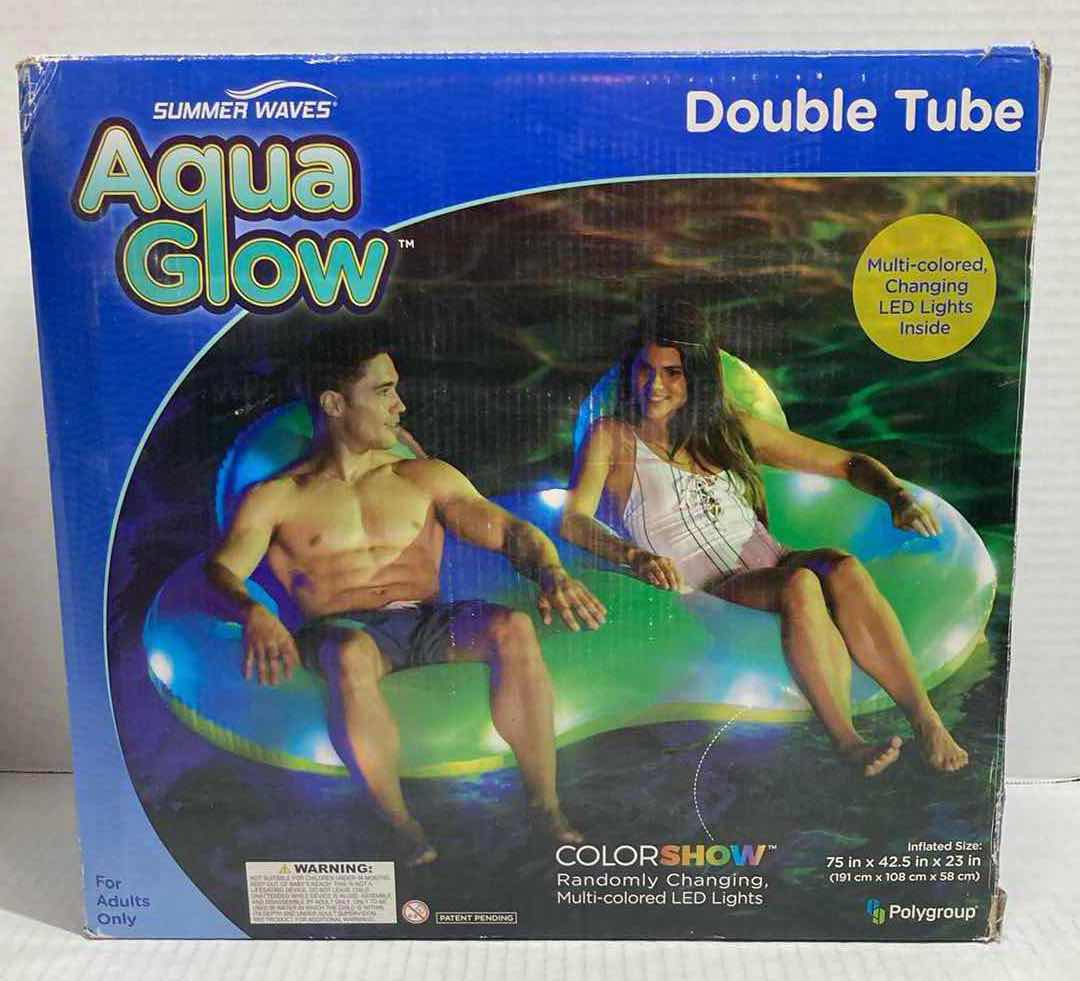 Photo 1 of SUMMER WAVES AQUA GLOW DOUBLE POOL TUBE 75” X 42.5” H23”