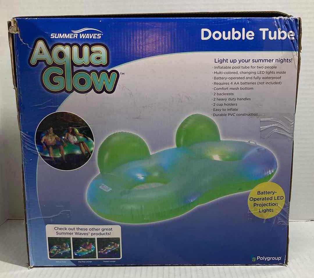 Photo 2 of SUMMER WAVES AQUA GLOW DOUBLE POOL TUBE 75” X 42.5” H23”