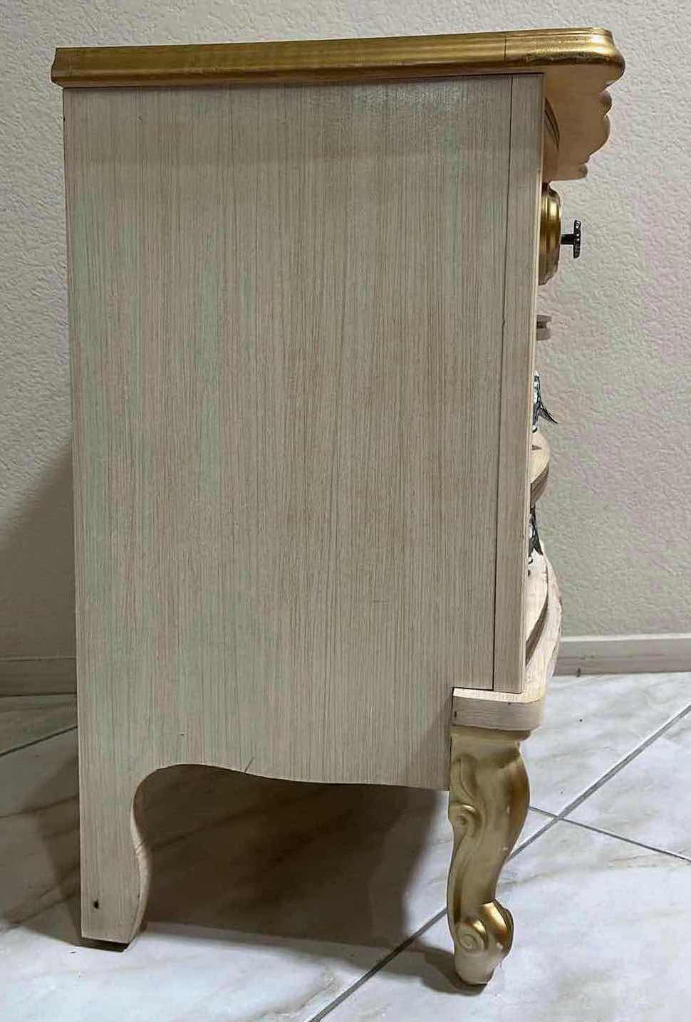 Photo 4 of VINTAGE CREAM & ACCENTED GOLD FINISH FRENCH COTTAGE STYLE 2 DRAWER NIGHTSTAND 20” X 14” H24”