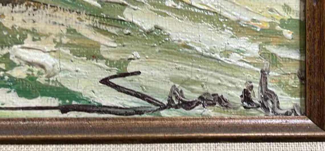 Photo 3 of BEACHED FISHING BOATS OIL PAINTING SIGNED BY ARTIST FRAMED CANVAS ARTWORK 25.5” X 23.5”