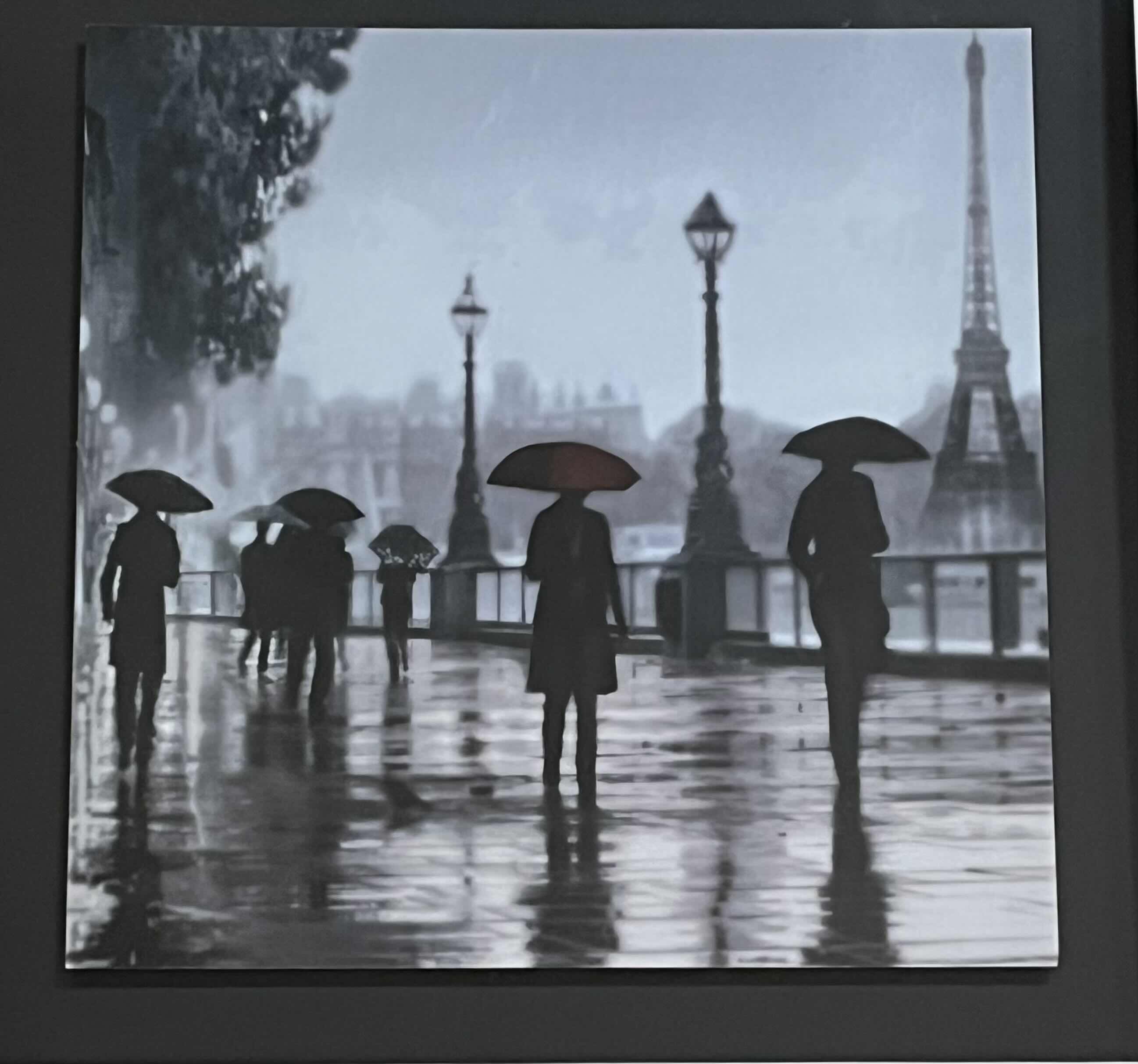 Photo 2 of PARIS RED UMBRELLA FRAMED PHOTOGRAPH ARTWORK BY ROBERT CANADY 22” X 22”