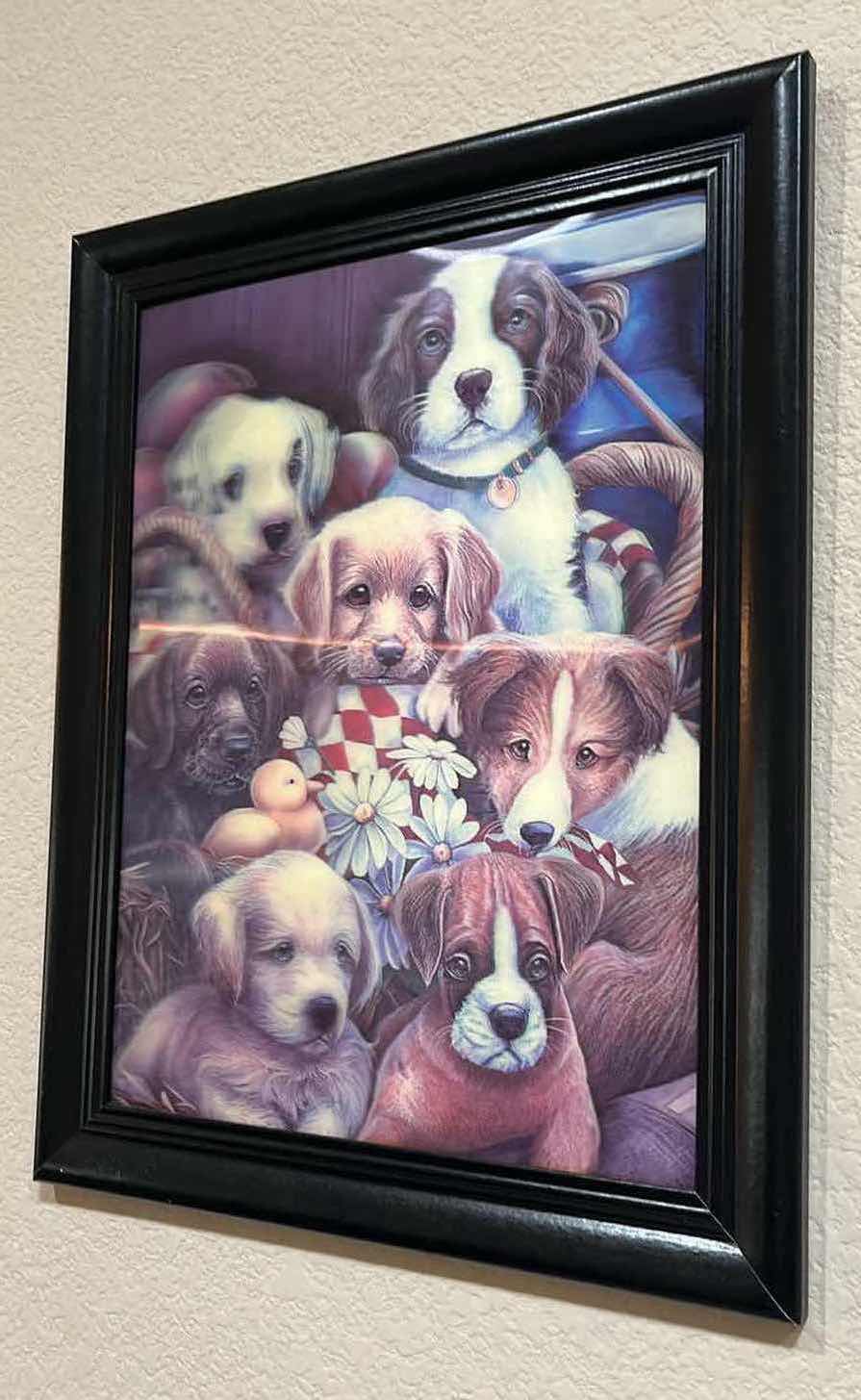 Photo 3 of PUPPIES! HOLOGRAM FRAMED ARTWORK 14.25” X 18.25”