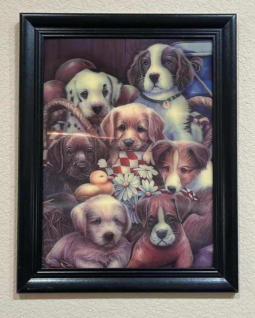 Photo 1 of PUPPIES! HOLOGRAM FRAMED ARTWORK 14.25” X 18.25”