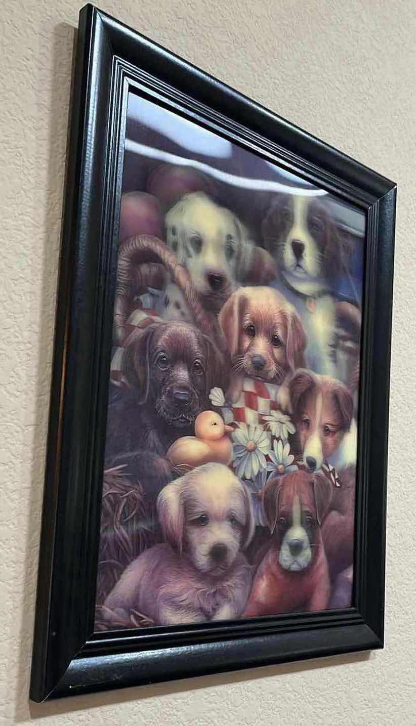 Photo 2 of PUPPIES! HOLOGRAM FRAMED ARTWORK 14.25” X 18.25”