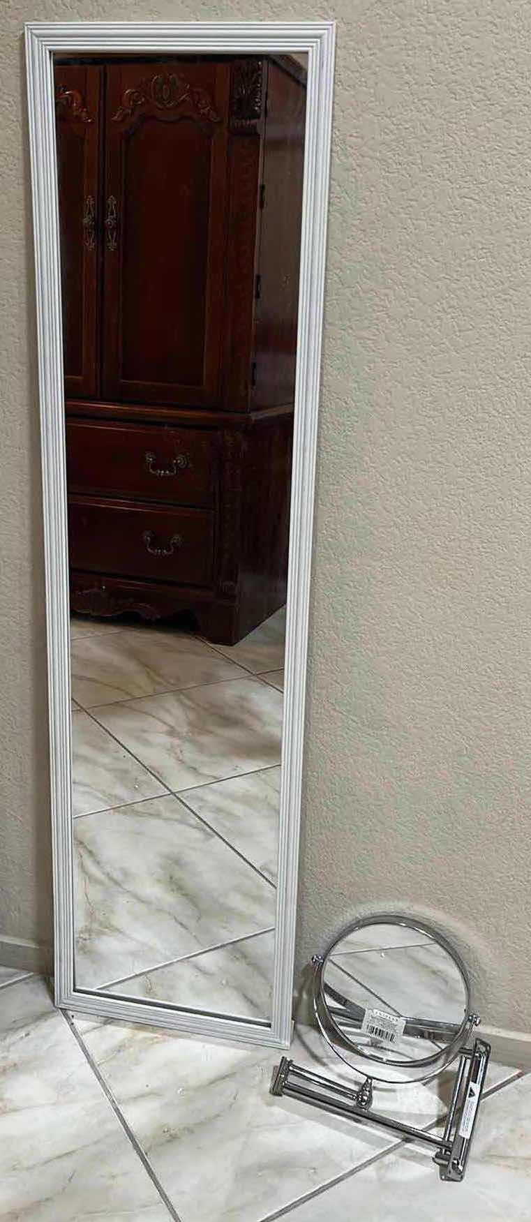 Photo 1 of MAINSTAY WARDROBE MIRROR 13.5” X 49.5” & DANIELLE CREATIONS DOUBLE SIDED WALL MOUNTED MAKEUP MIRROR